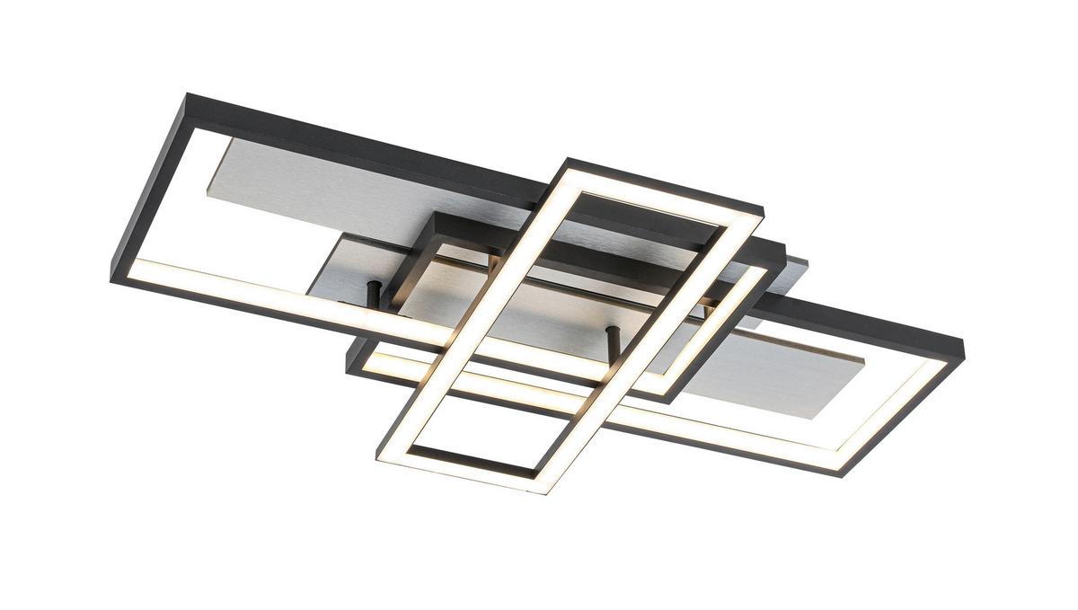 Stropna Led-svetilka Amor - srebrne barve/črna, Moderno, kovina/umetna masa (66/40/7cm) - Mömax