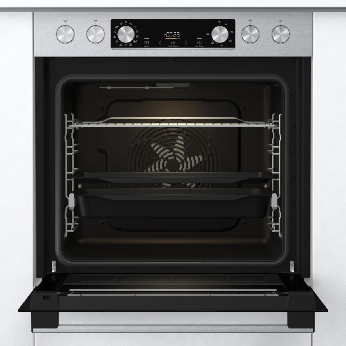 Einbauherd BCS6737E06X Schwarz/Edelstahlfarben - Edelstahlfarben/Schwarz, MODERN, Metall (59,5/59,5/56,4cm) - Gorenje