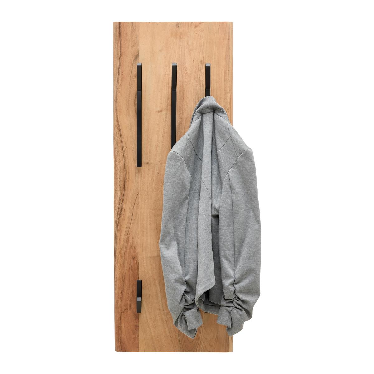 Wandgarderobe Rivera 6 Schwarz/Akaziefarben - Schwarz/Akaziefarben, KONVENTIONELL, Holz/Metall (36/100/12cm) - Mömax