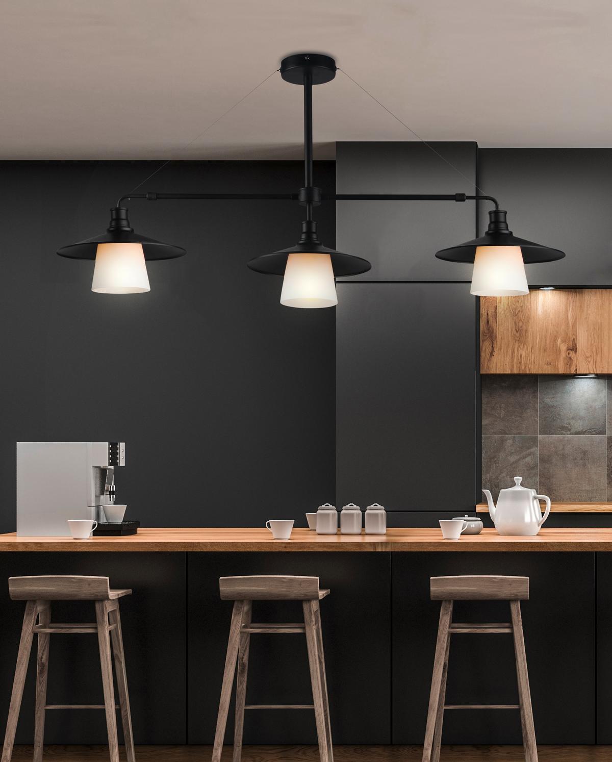 Viseća Svjetiljka Loft - crna, Design, metal (98/26/55cm)
