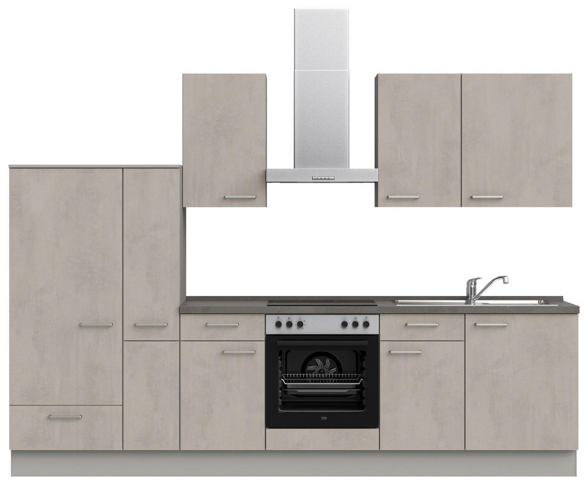 Küchenblock Riva Low m. Geräten Grau - Schieferfarben/Edelstahlfarben, MODERN, Holzwerkstoff/Metall (300cm) - Nobilia