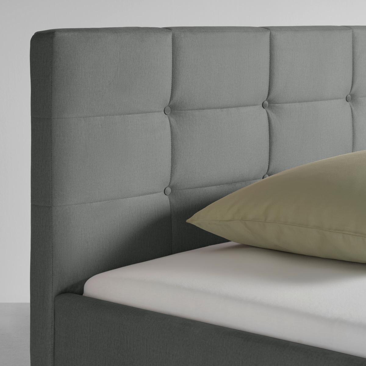 Oblazinjena Postelja Nelo, Siva, 140x200 - siva/črna, Konvencionalno, umetna masa/tekstil (140/200cm) - Mömax