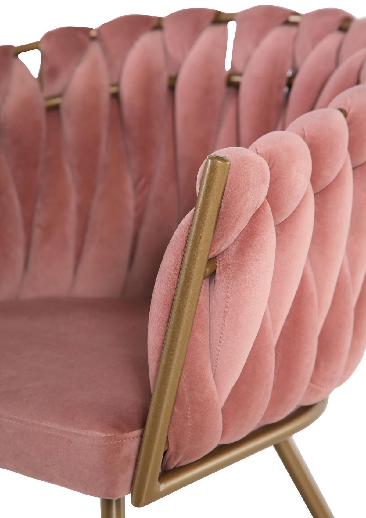 KRZESŁO Z PODŁOKIETNIKAMI WEAVY - brudny róż/kolor złoty, Lifestyle, metal/tkanina (60/78/55cm) - Landscape