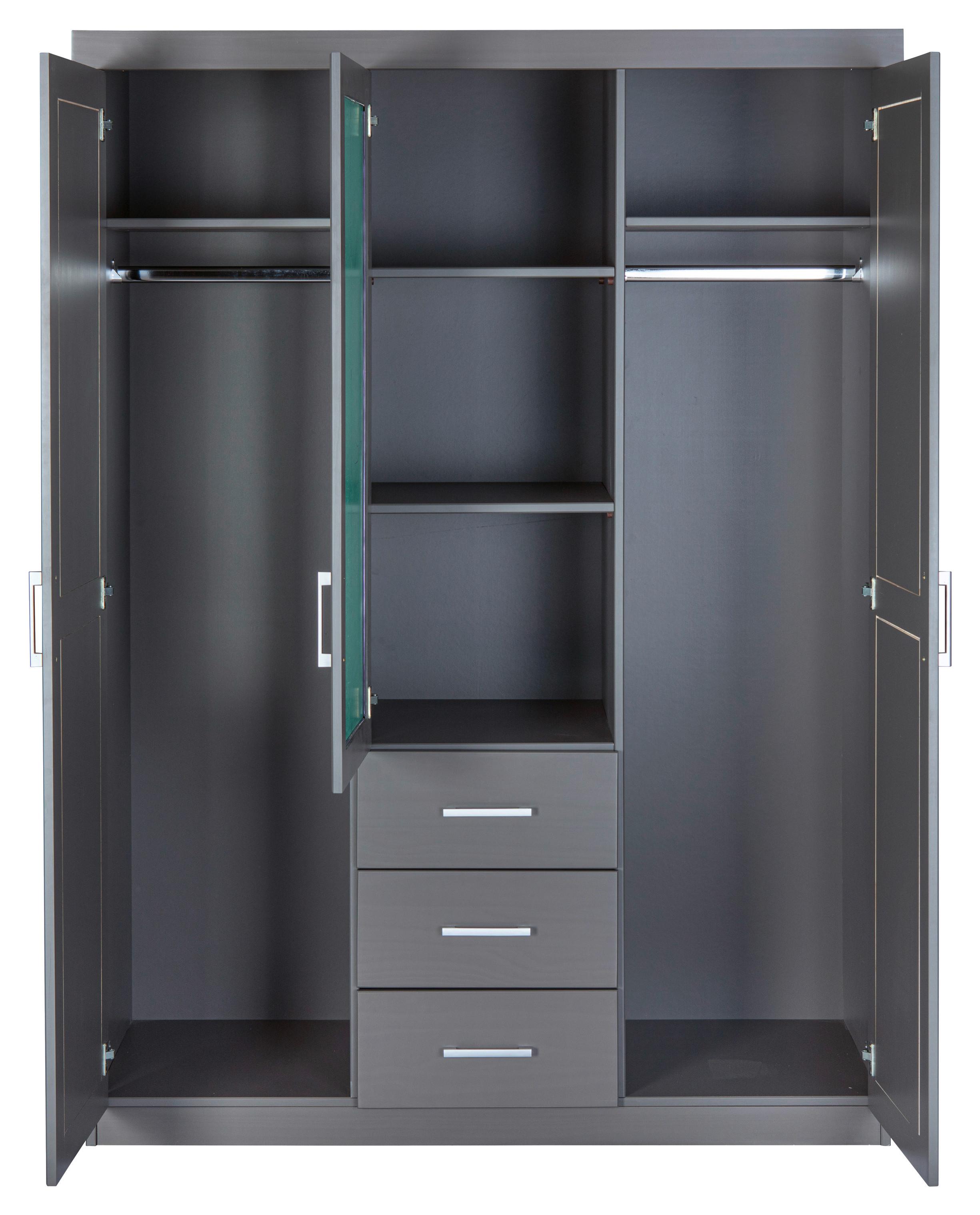 Garderobna Omara Norwin, Siva, Z Ogledalom - siva/barve aluminija, Natur, umetna masa/les (140/190/55cm) - MID.YOU
