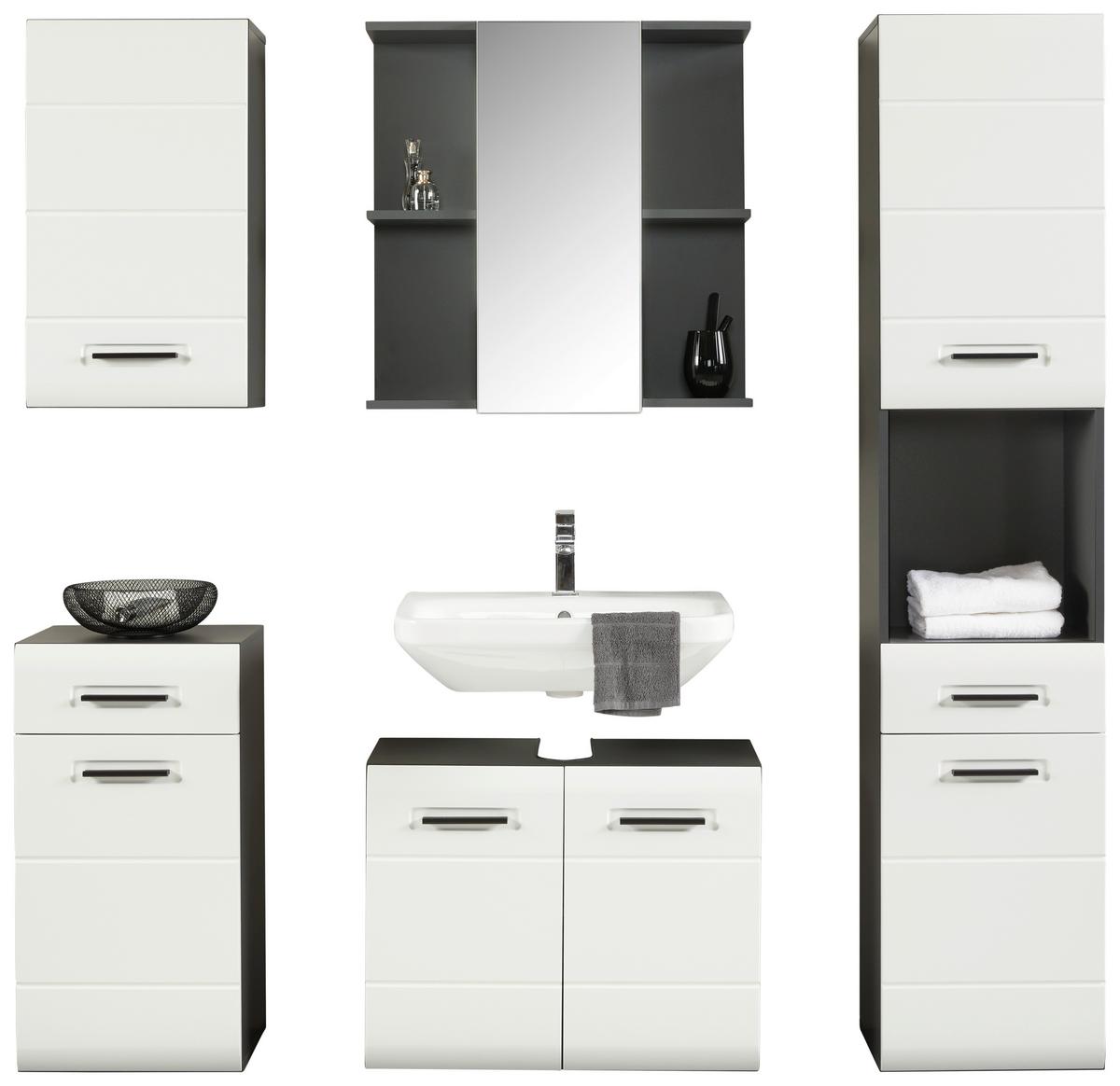 Omarica Za Pod Umivalnik Pearl New - bela/antracit, Konvencionalno, umetna masa/leseni material (70/55,5/29,6cm)