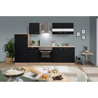 Küchenleerblock LBKB270ESS Schwarz/Eiche ca. 270 cm - Edelstahlfarben/Eichefarben, Basics, Holzwerkstoff/Metall (270cm) - Respekta