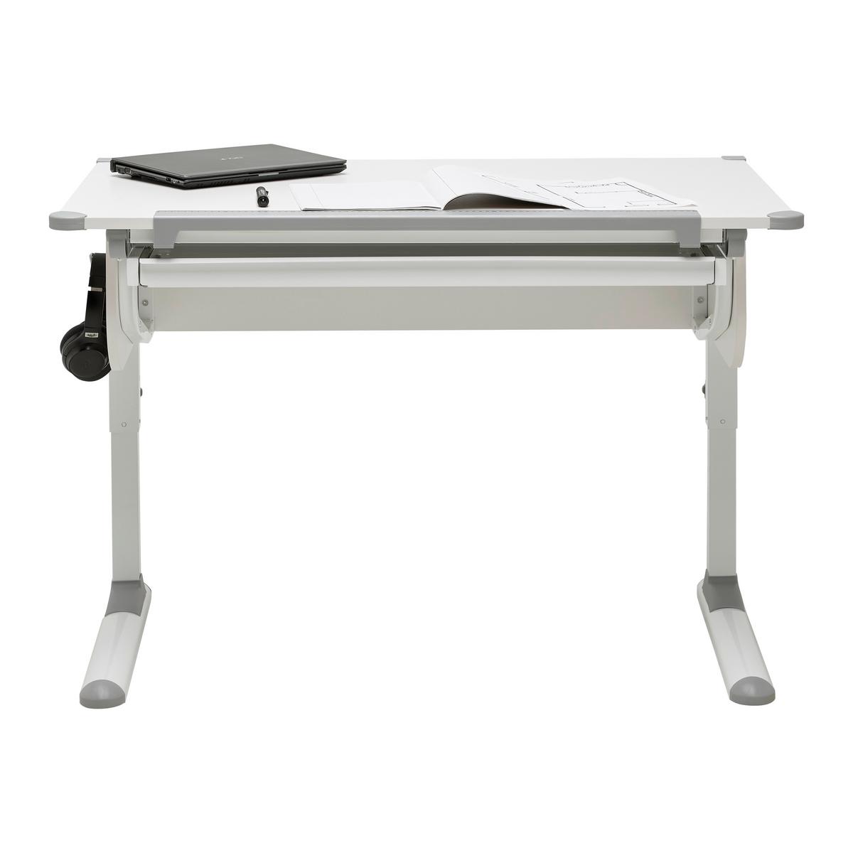 Schreibtisch Studare Grau/Weiss - Weiss/Grau, Konventionell, Holzwerkstoff/Metall (110/55-78/68cm) - Mömax