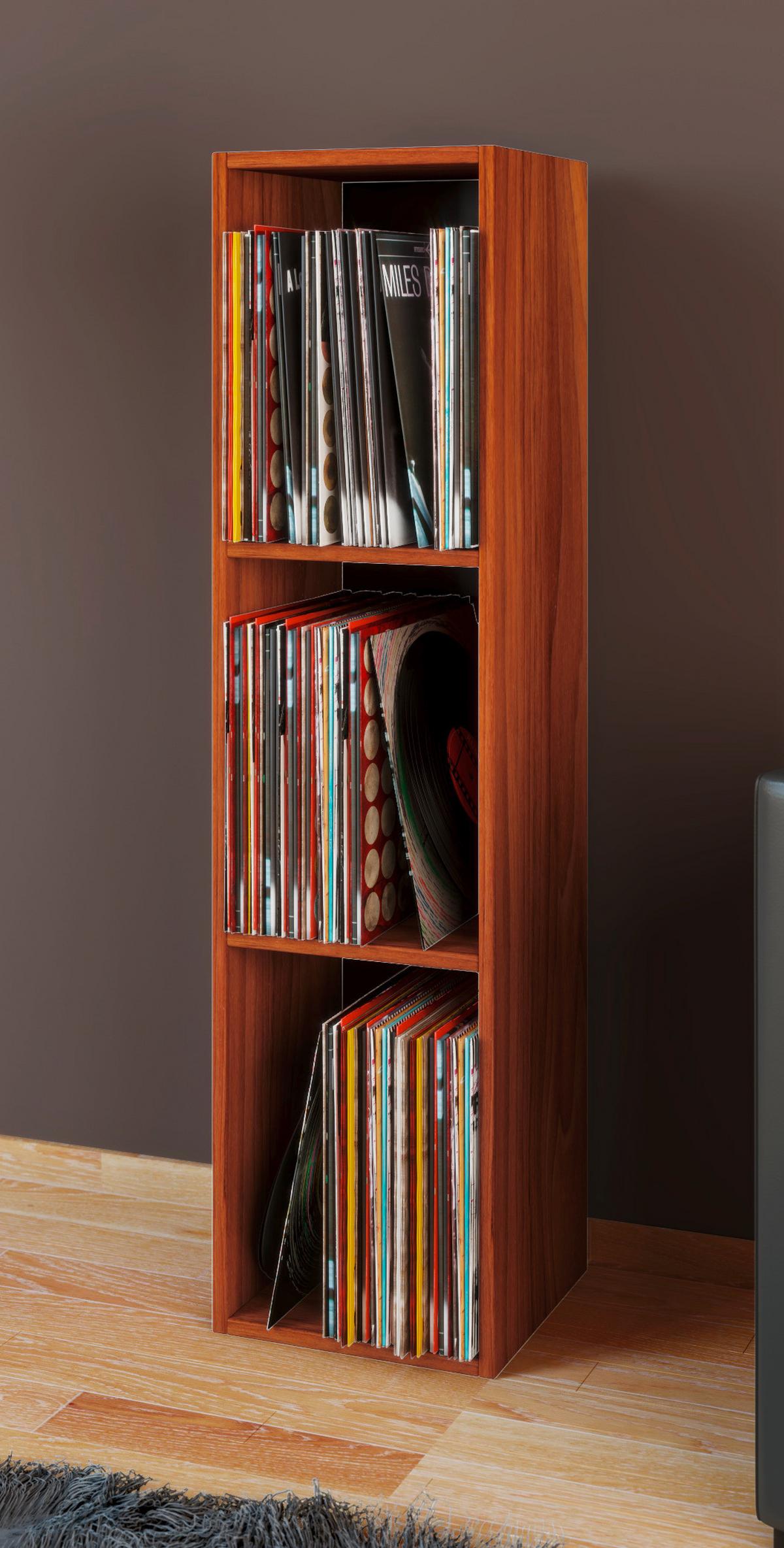 Schallplattenregal Platto in Nussbaumfarbe, B: 34 cm - Nussbaumfarben, KONVENTIONELL, Holzwerkstoff (34/115/29cm) - MID.YOU
