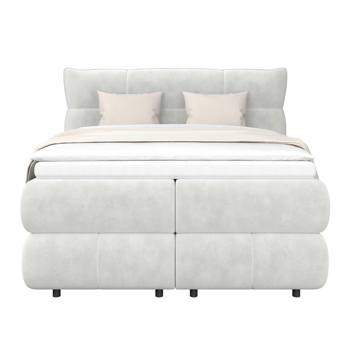 Boxspring Krevet Carmelo - crna/krem, Trend, tekstil/plastika (140/200cm) - Premium Living