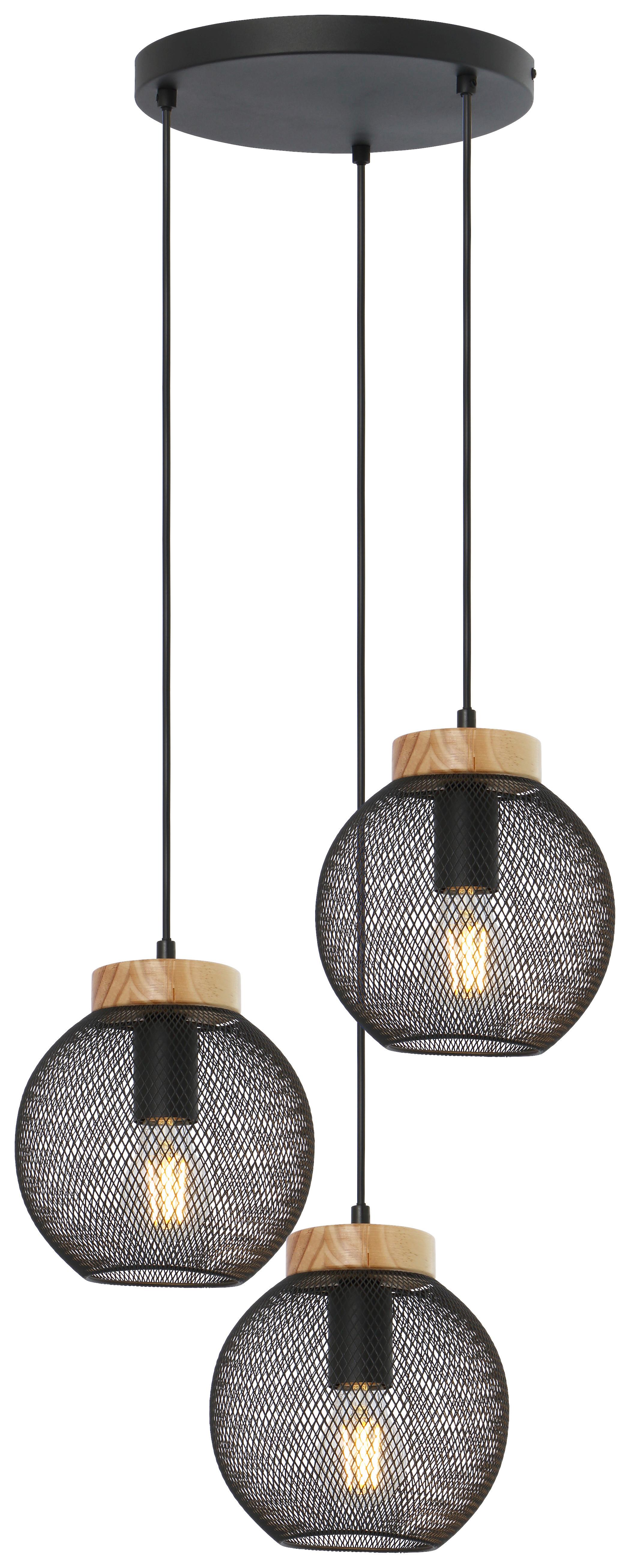 Lampă suspendată Pablo - maro/negru, Basics, lemn/metal (44/120cm) - Globo