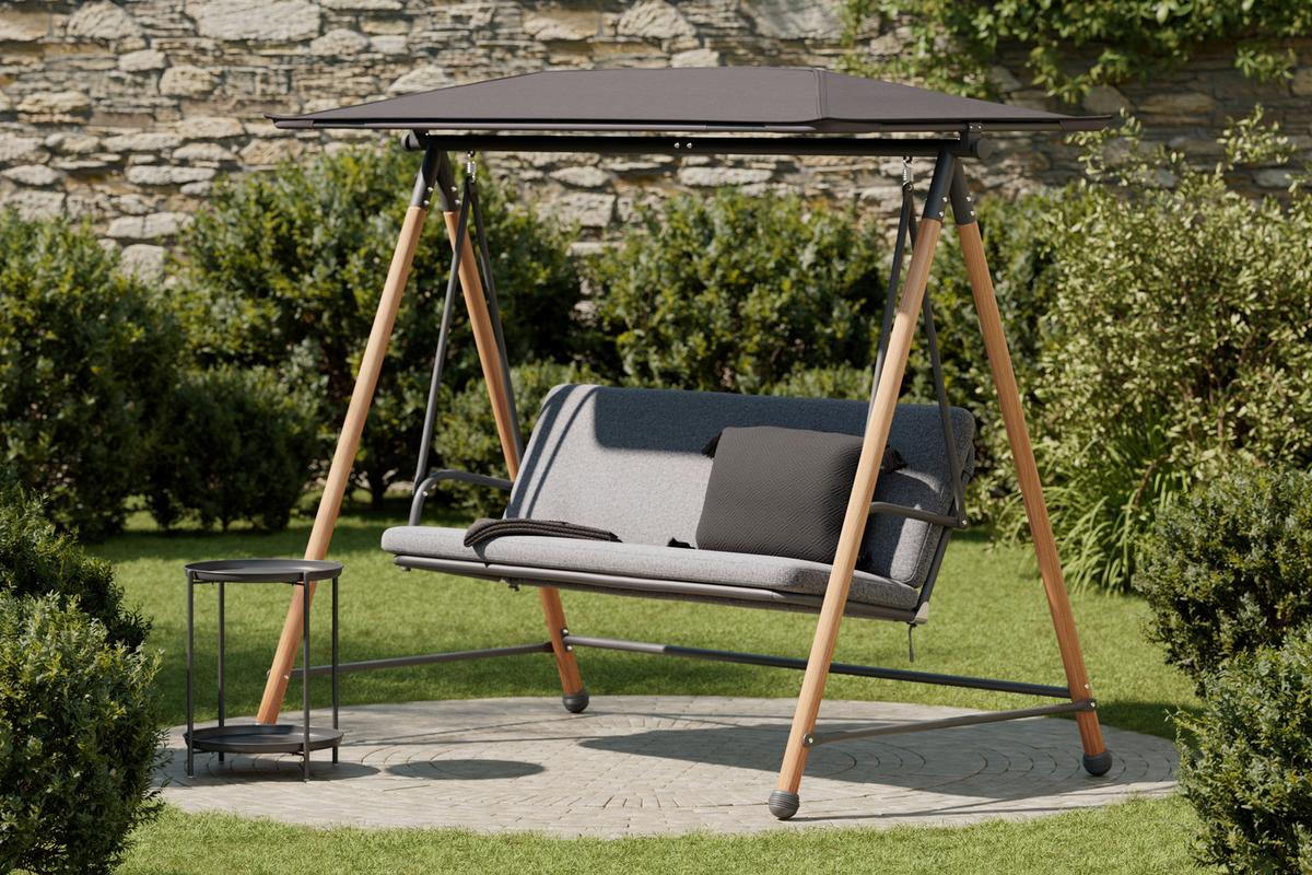 Balansoar Budapest - antracit/negru, Modern, metal/textil (215/182/120cm) - Mömax