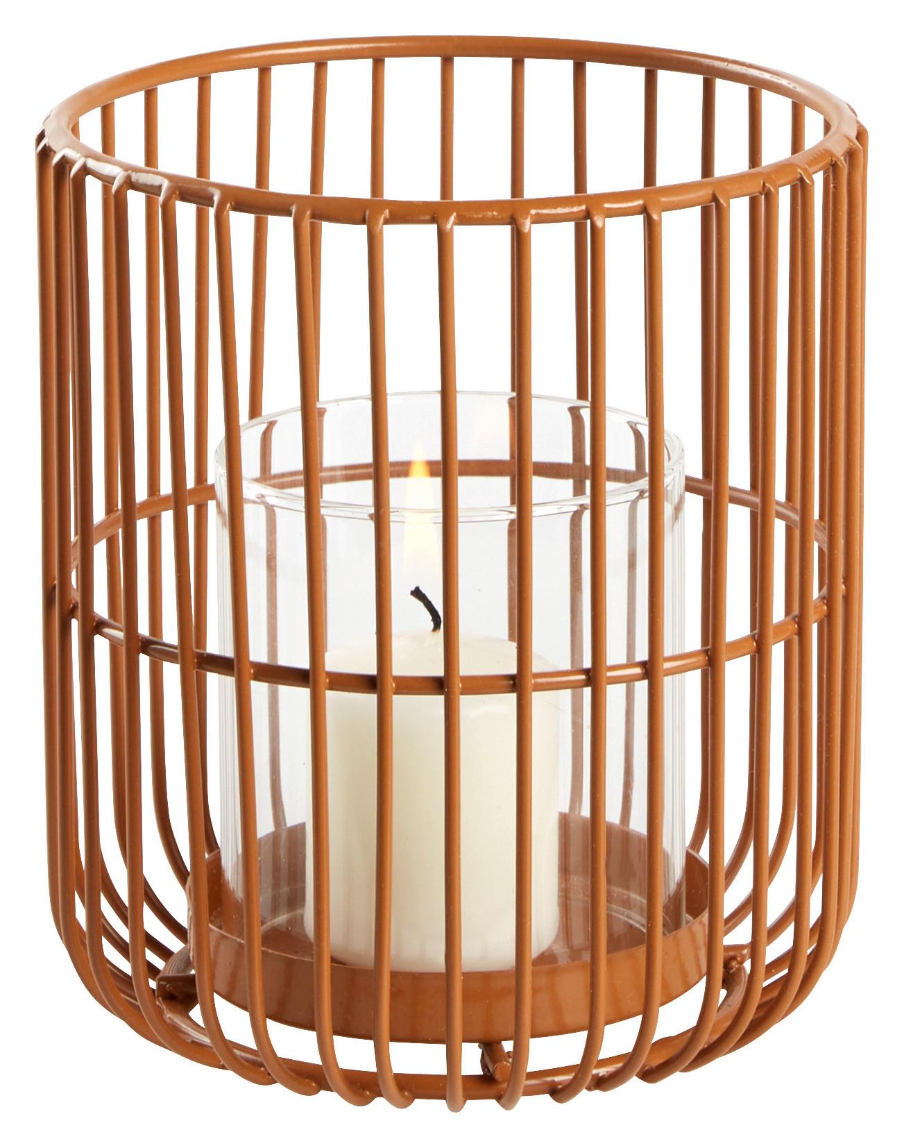 Mécsestartó Cindy - S - barna, Basics, Üveg/fém (12/14cm) - Modern Living