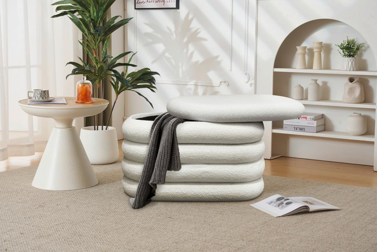 ŁAWKA ZE SCHOWKIEM SIMBA - biały, Trend, drewno/tkanina (85/42/42cm) - Xora