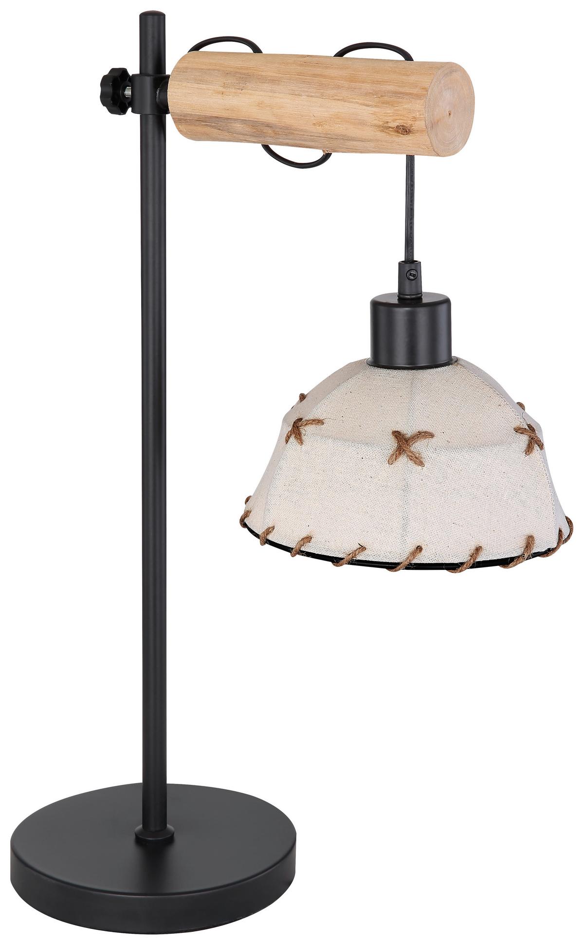 Tischleuchte Rex max. 60 Watt - Beige/Schwarz, Natur, Naturmaterialien/Textil (36/18/55cm) - Globo