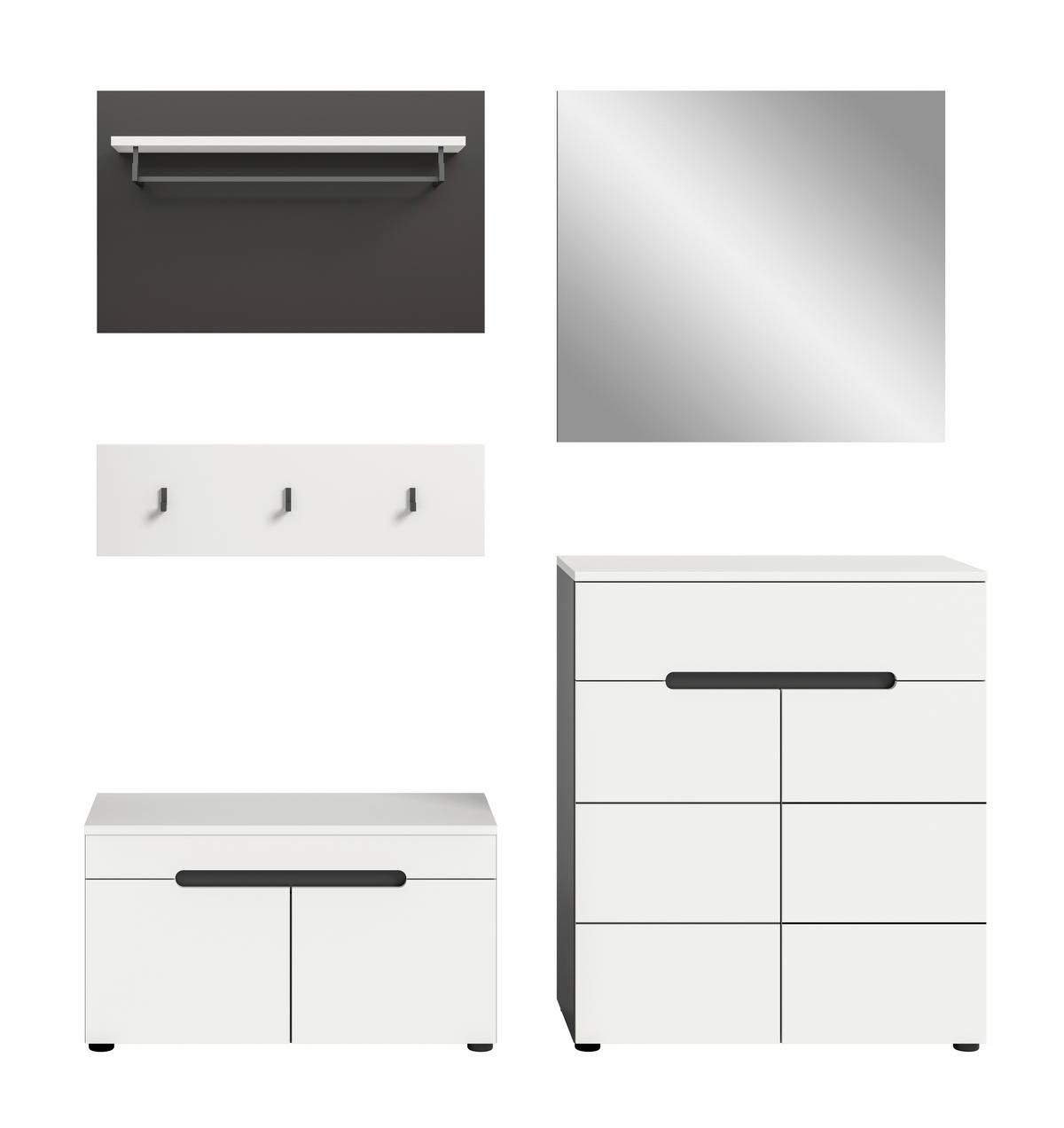 Predsoba Canu, Bela, Siva, 4-Delna - siva/bela, Design, leseni material (175/190/37cm) - Livetastic