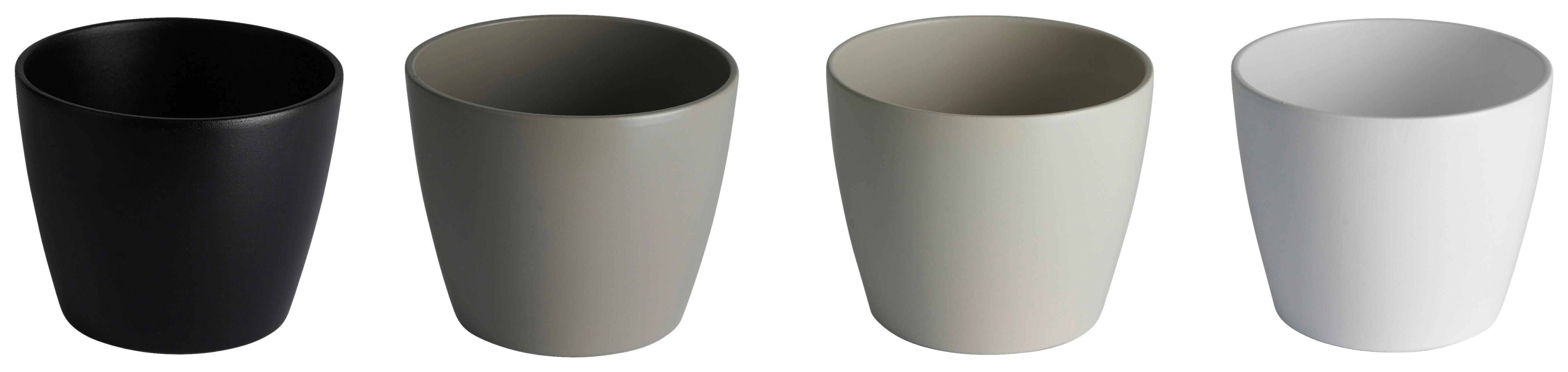 Übertopf Luisa diverse Farben - Schwarz/Weiß, MODERN, Keramik (19/16cm) - Mömax