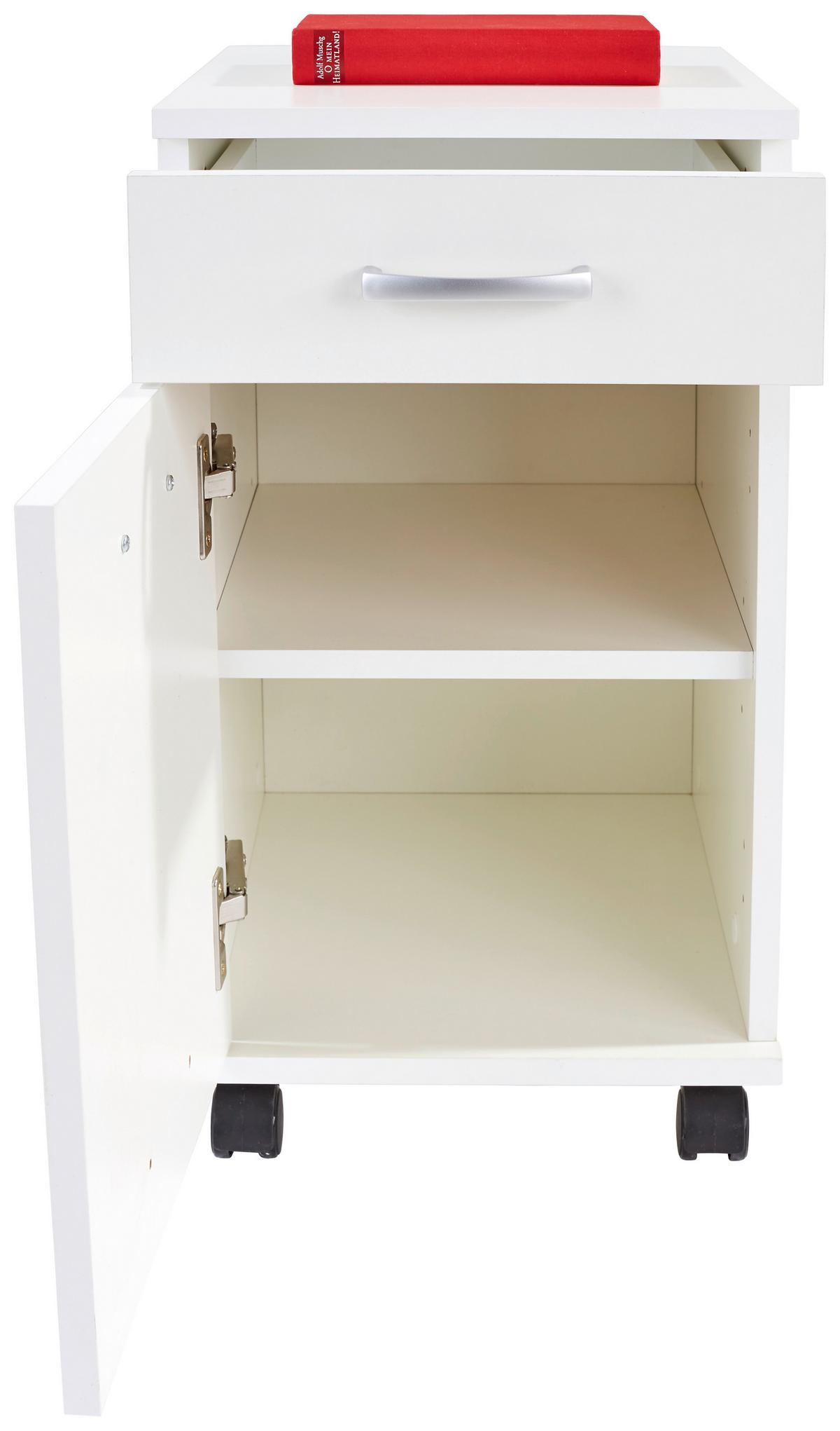 Görgős Konténer Fehér Szín Rimini - alumíniumszínű/fehér, Modern, műanyag/faalapú anyag (33/59,5/38cm)