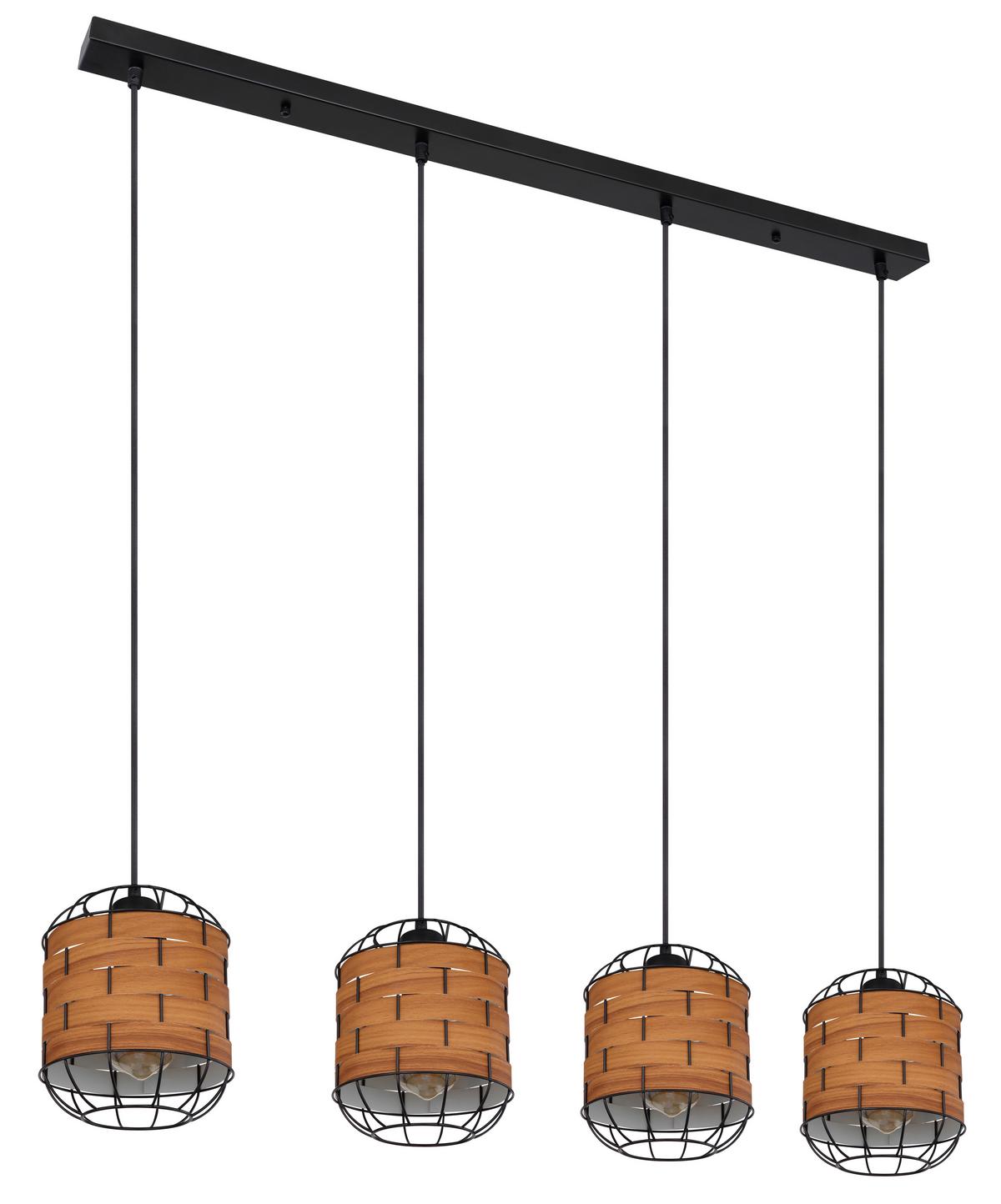Viseča Svetilka 15665-4h - črna/rjava, Basics, kovina/umetna masa (100/18/120cm) - Globo