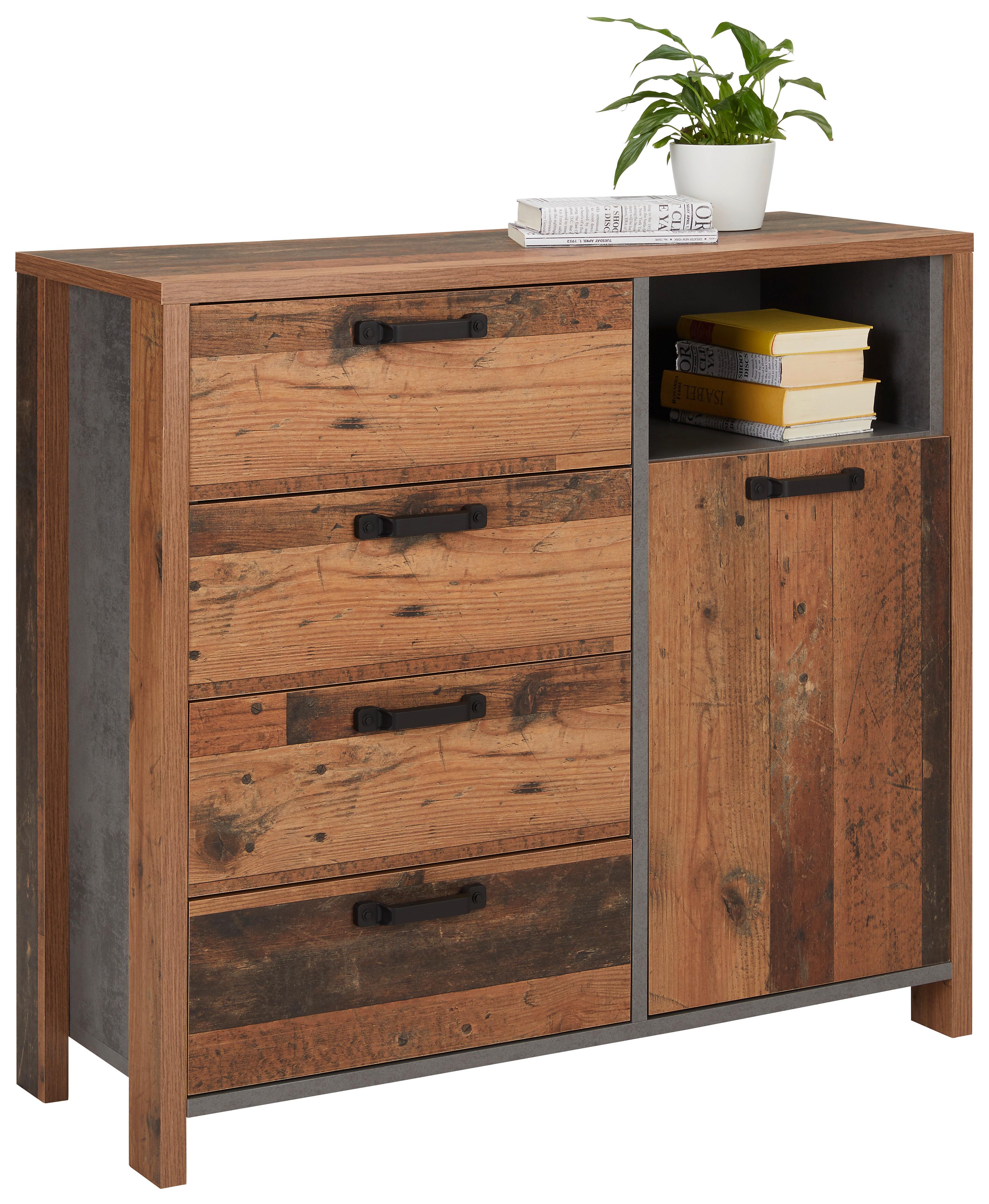 Kommode in Eichefarben/Anthrazit - Eichefarben/Anthrazit, MODERN, Holzwerkstoff/Kunststoff (100/93/38cm) - Modern Living