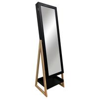 Ékszeres Szekrény Tükörrel Viola - natúr színű/fekete, Modern, faalapú anyag/Üveg (42/145/38cm) - Mömax