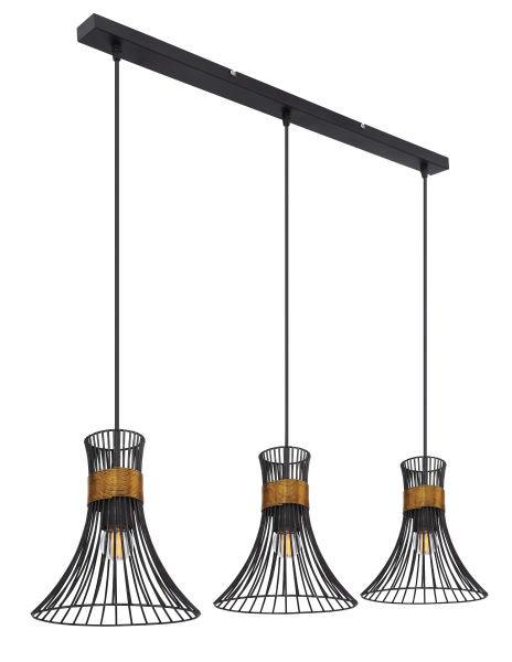 Viseča Svetilka Purra 54814-3h - črna/zlata, kovina (80/2,2/120cm)
