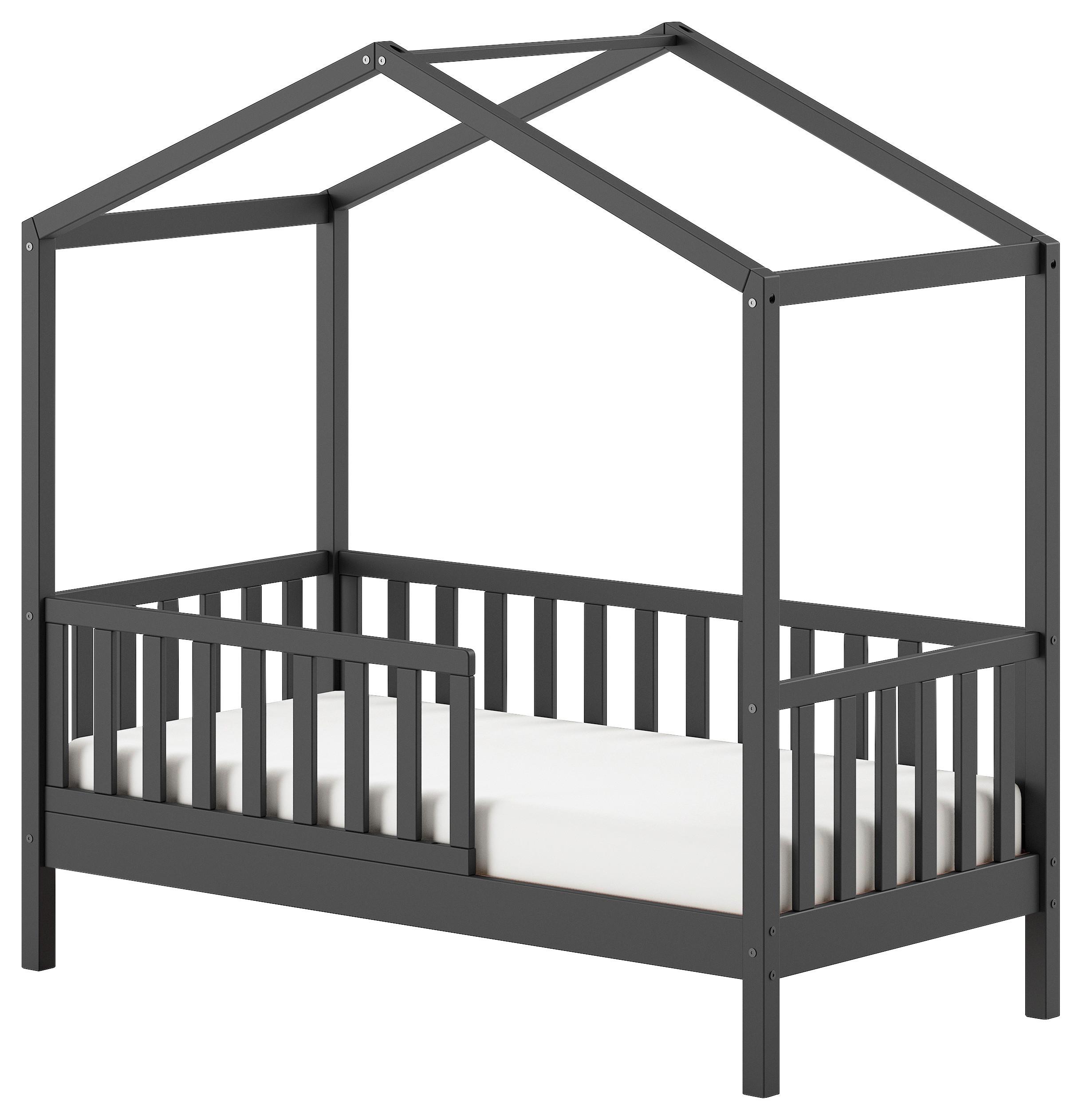 Hausbett Junior ca. 70x140 cm Anthrazit - Anthrazit, MODERN, Holz (70/140cm) - MID.YOU