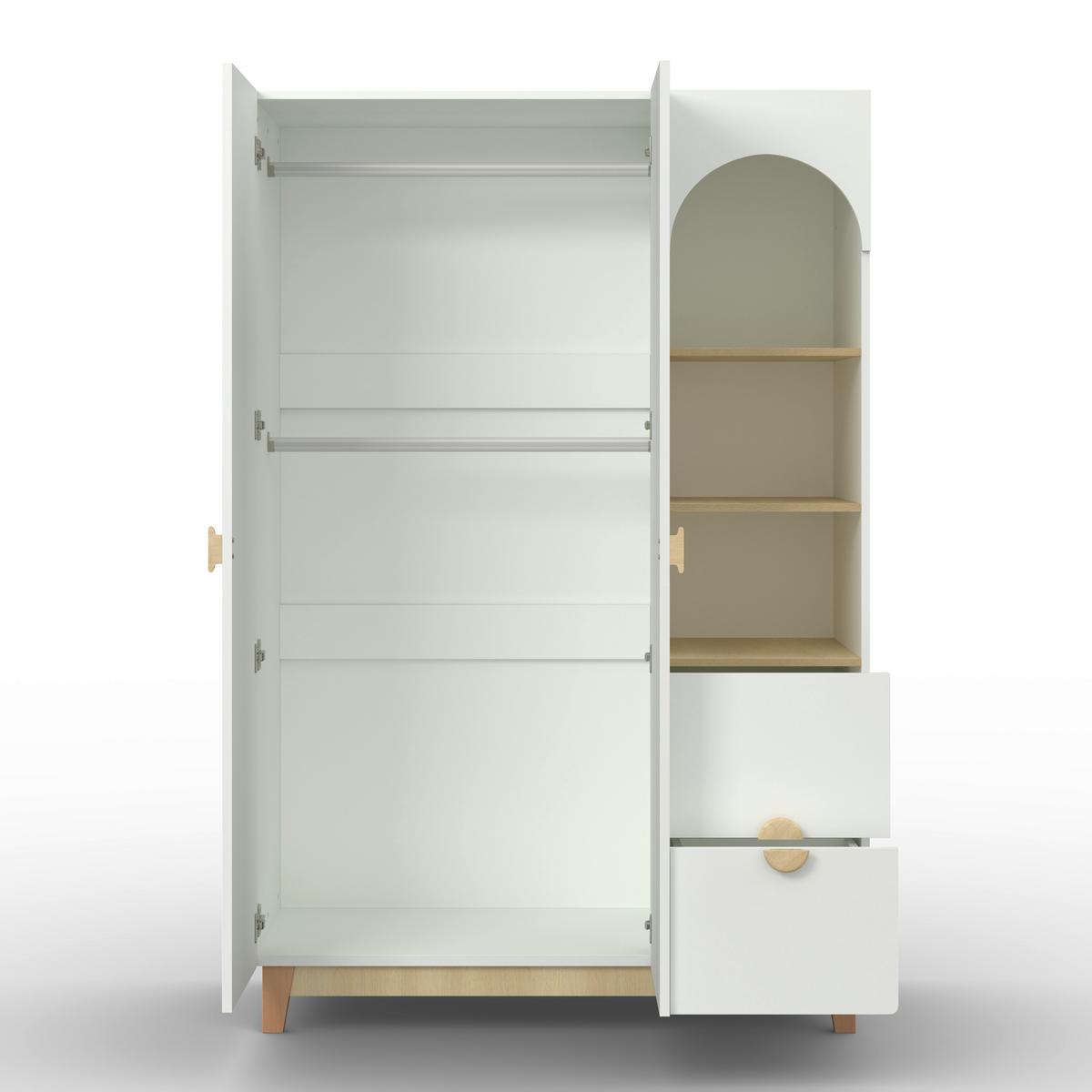 Kinderkleiderschrank Enny Weiß/Buchefarben ca.120x182x54 - Buchefarben/Weiß, MODERN, Holz/Holzwerkstoff (120/182/54cm) - Bessagi Kids