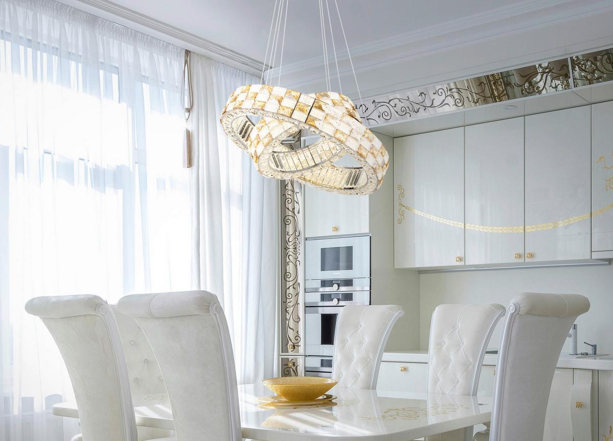 Led Viseća Svjetiljka Lidia - prozirno/boje kroma, Design, staklo/metal (61/120cm) - Globo