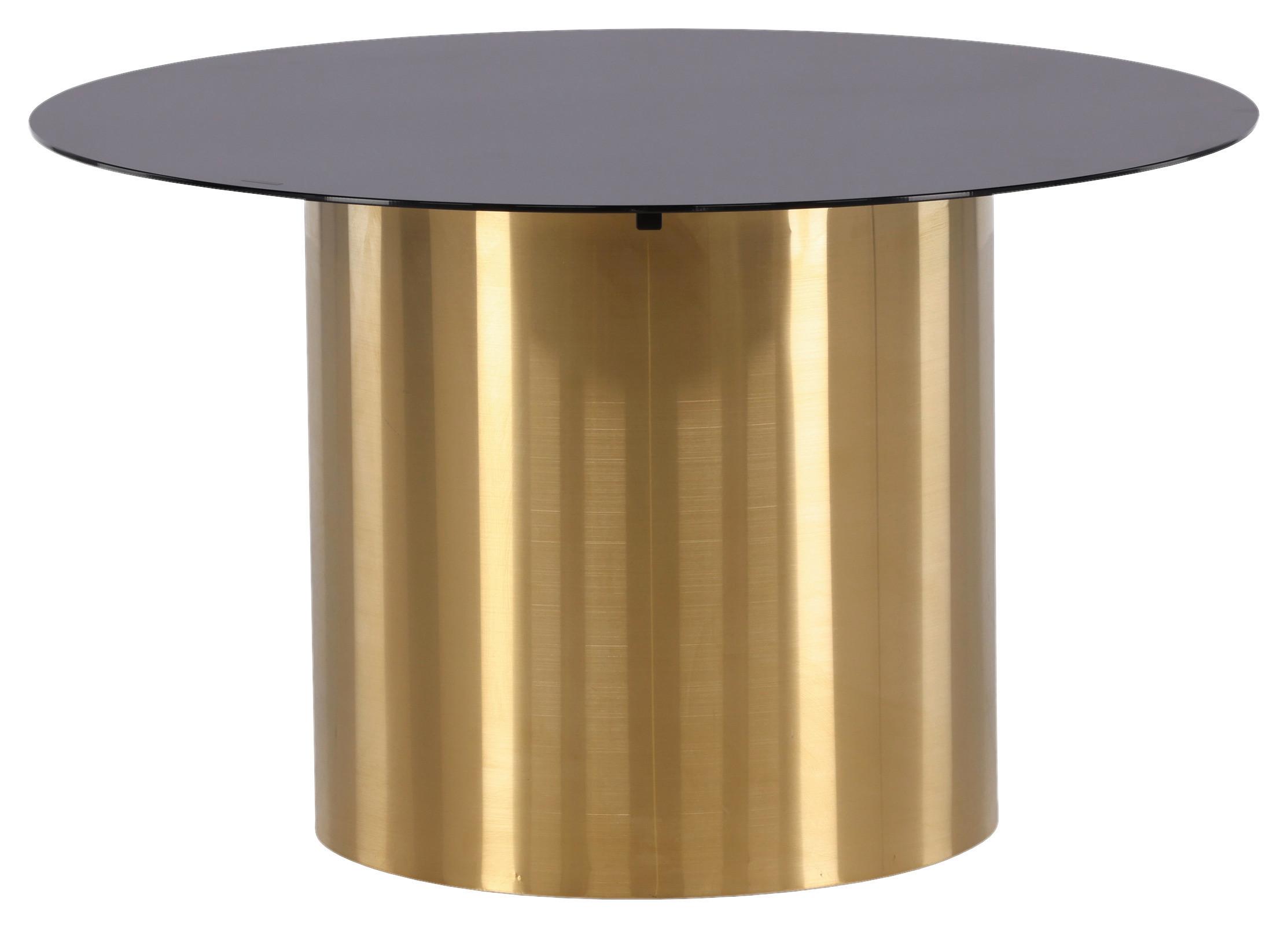 Couchtisch Ystad Ø ca. 80 cm Schwarz/Gold - Goldfarben/Schwarz, Design, Glas/Metall (80/80/46cm) - Livetastic
