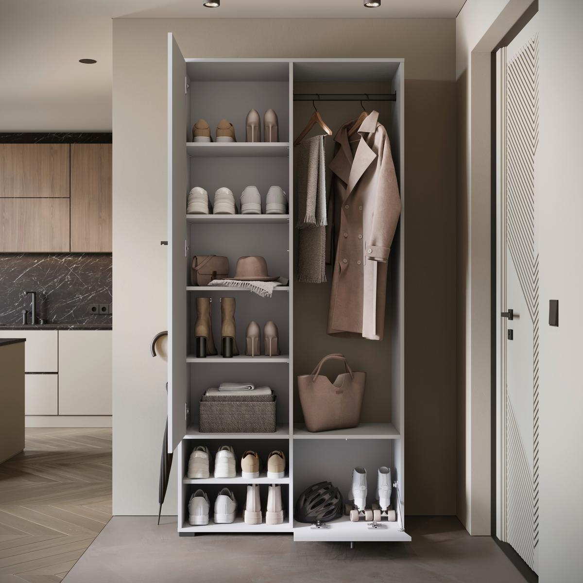 Garderobe Dino ca. 90x190 cm Weiß - Weiß, Trend, Holzwerkstoff (90/190/33cm) - MID.YOU