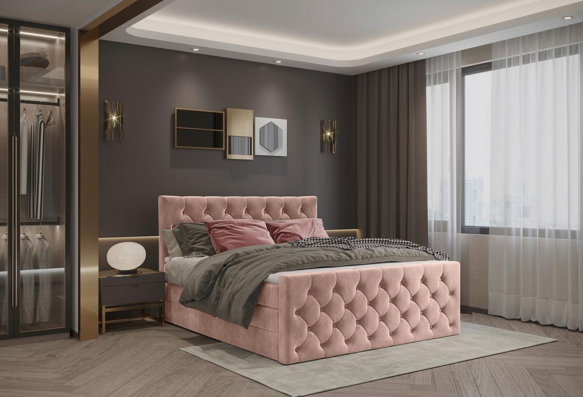 PAT BOXSPRING ELIO - bej/roz antic, Romantik / Landhaus, textil (180/200cm) - James Wood