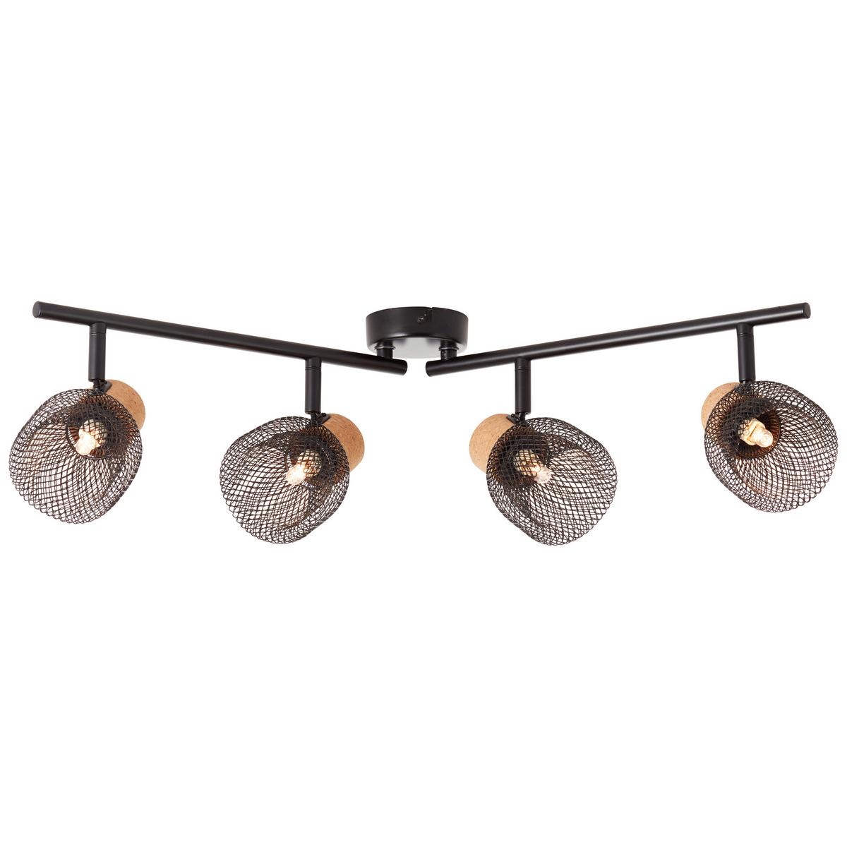 Deckenleuchte Flaka Schwarz max. 6 Watt - Schwarz, Natur, Holz/Metall (16,5/76,5/9cm) - Brilliant