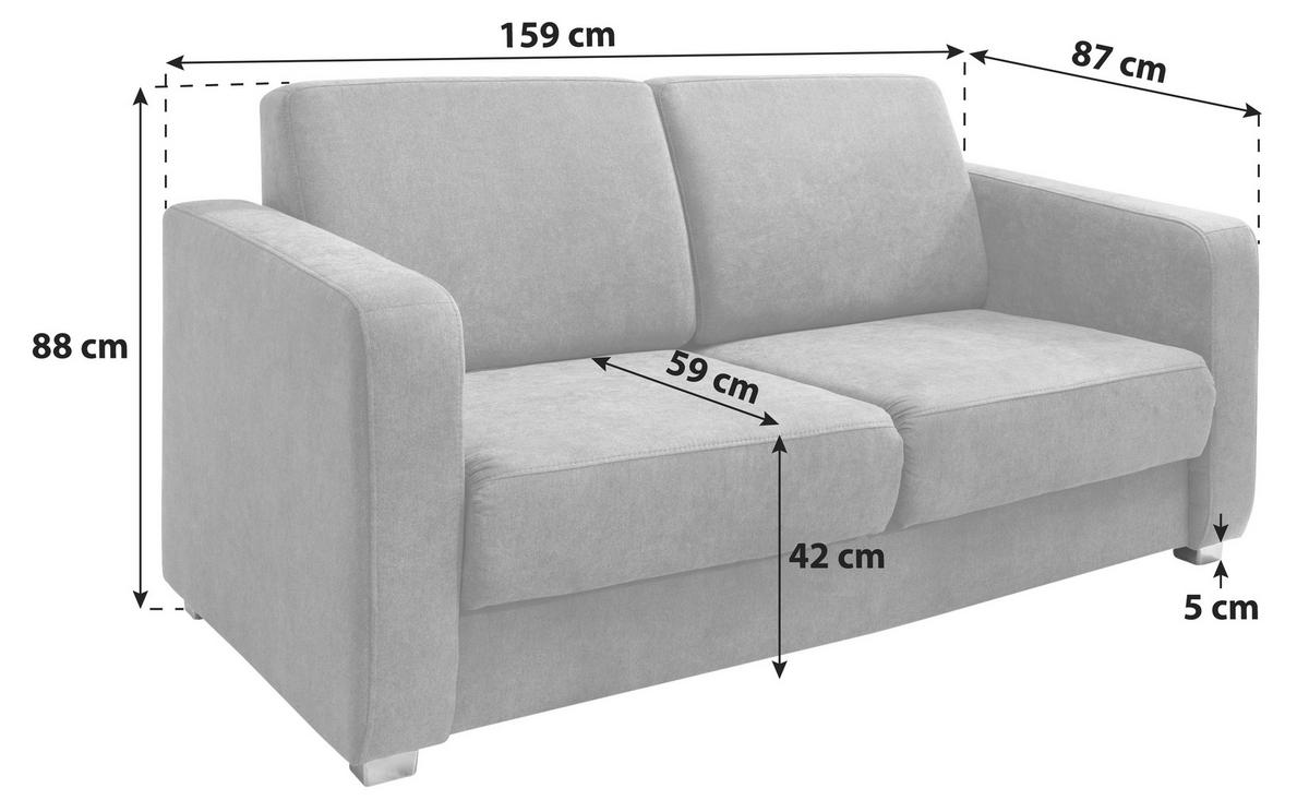 Schlafsofa Mia Grau Mikrofaser - Chromfarben/Grau, Basics, Kunststoff/Textil (159/88/87cm) - Livetastic