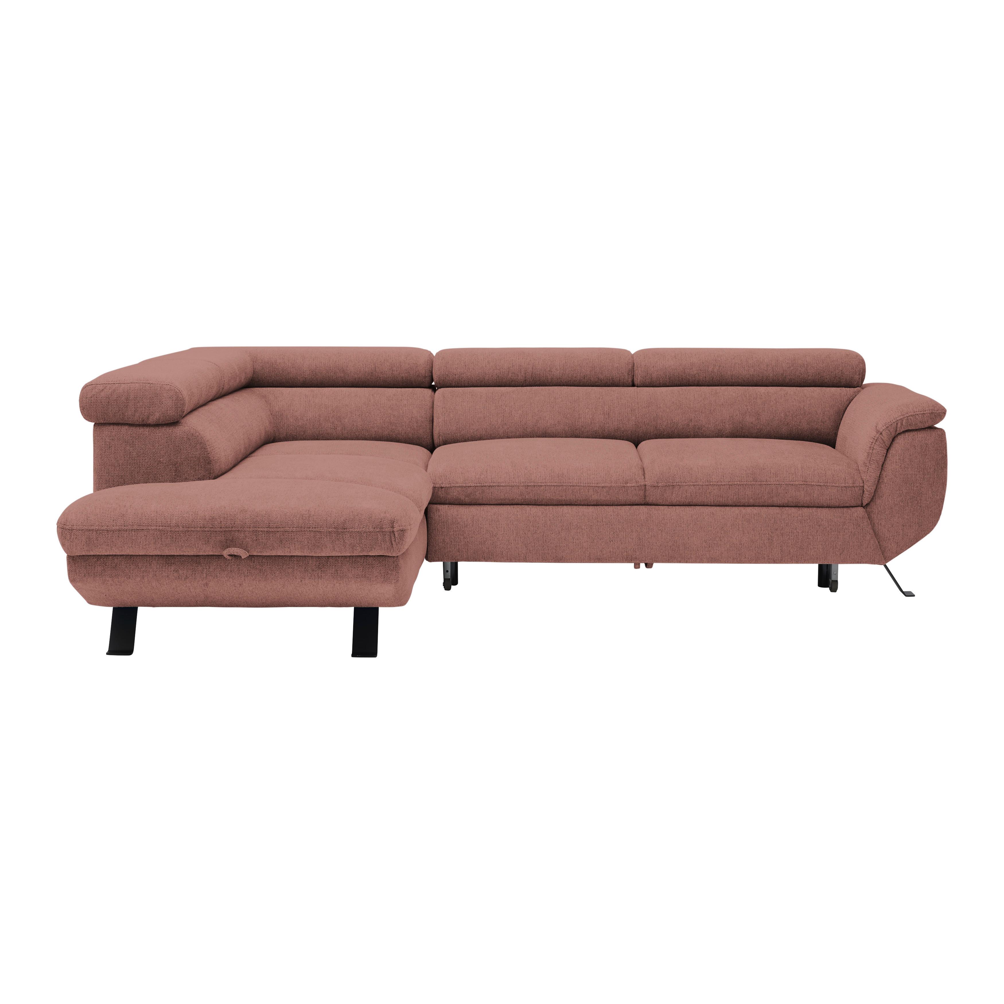 Ecksofa Raven Koralle - Koralle/Schwarz, MODERN, Textil/Metall (198/257cm) - Mömax