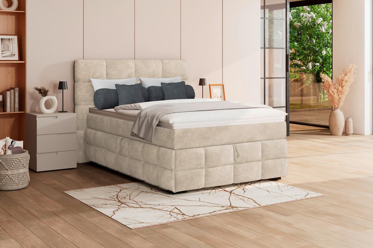 PAT BOX VEGA - alb/verde, Trend, lemn/textil (140/200cm) - Modern Living