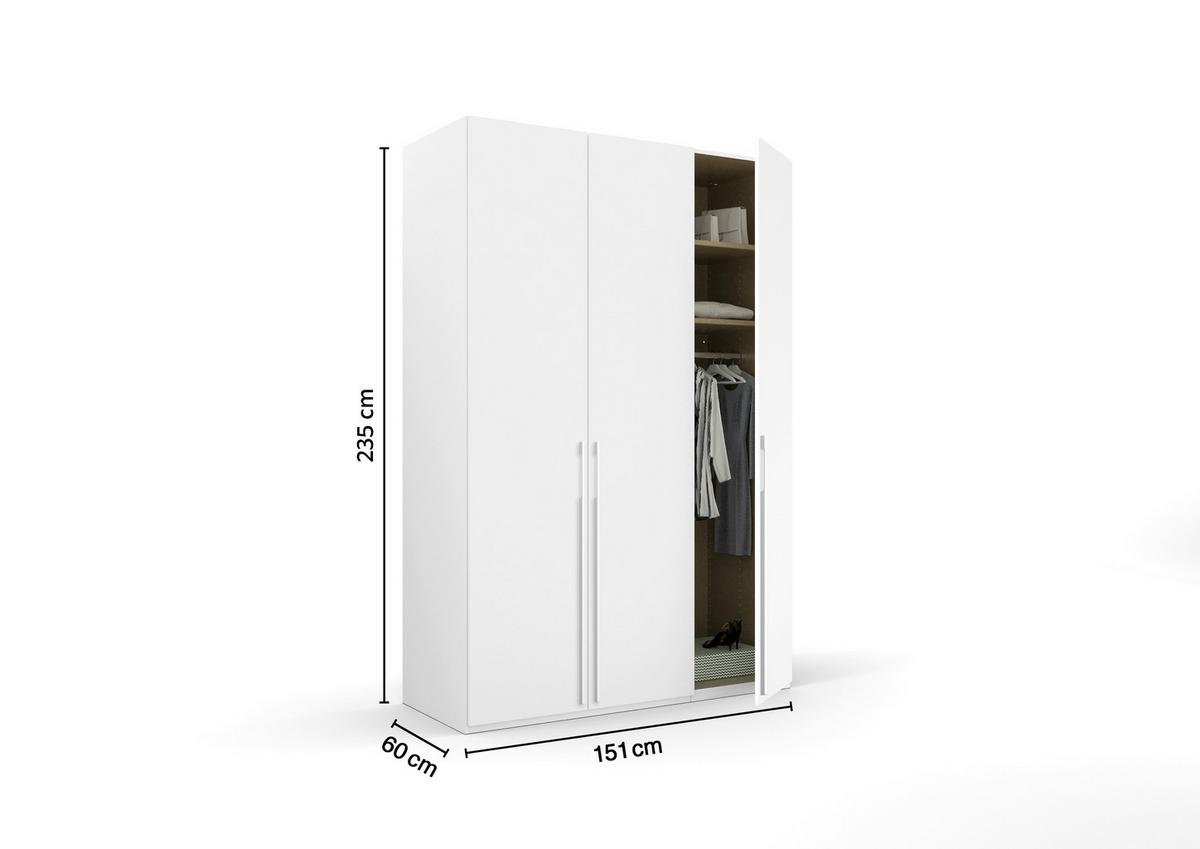 Omara S Klasičnimi Vrati Skat Pure, Bela - bela, Trend, kovina/leseni material (151/235/60cm) - Novel