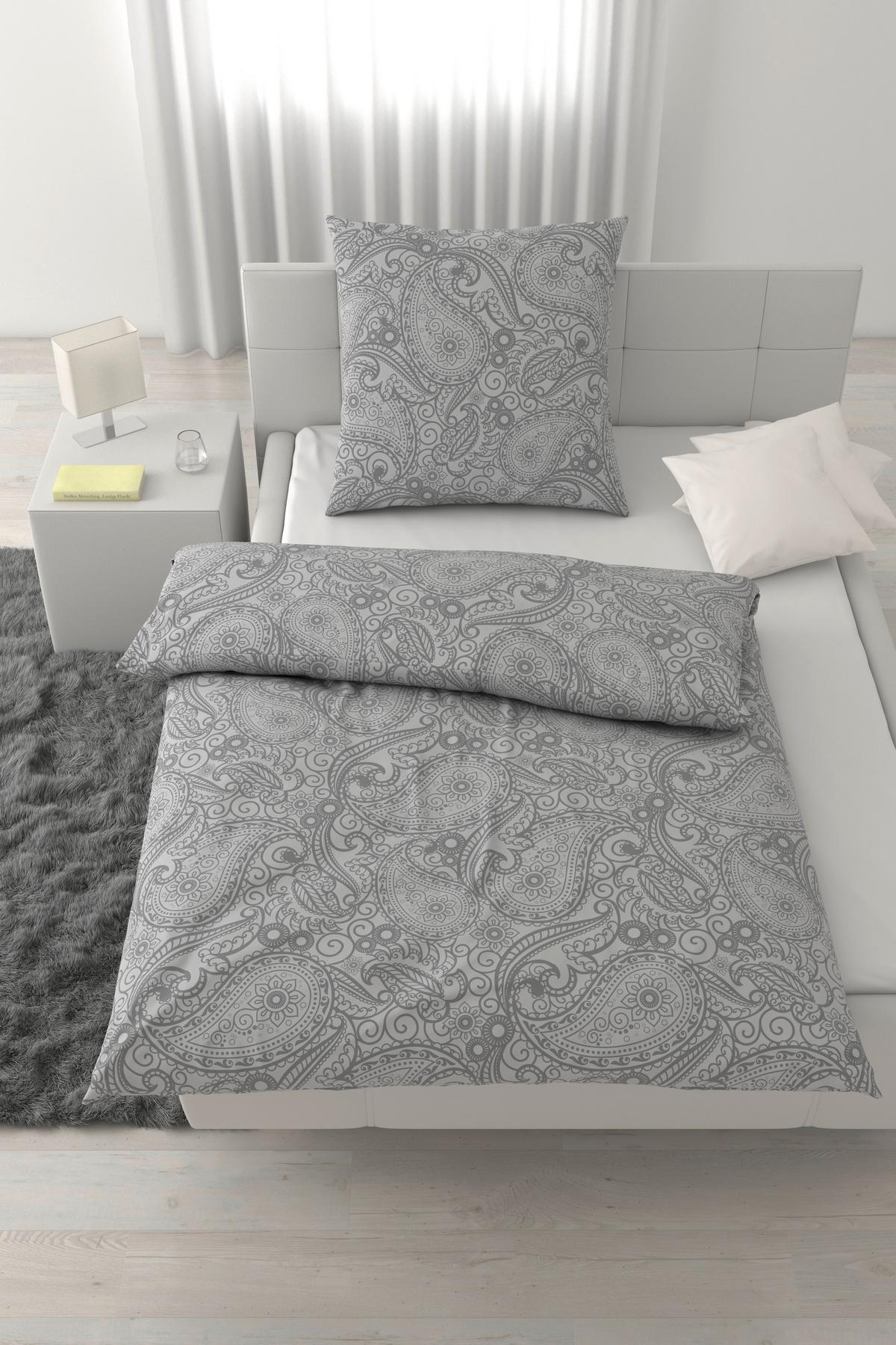 Bettwäsche Paisley Grau ca. 135x200cm - Grau, Textil (135/200cm) - Mömax