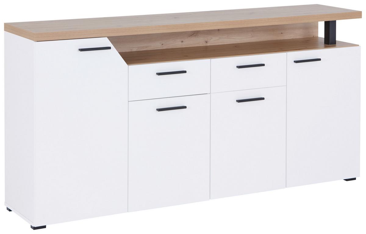 Komoda Nico - bijela/hrast Artisan, Moderno, drvni materijal/plastika (180,5/91,6/40cm) - Modern Living