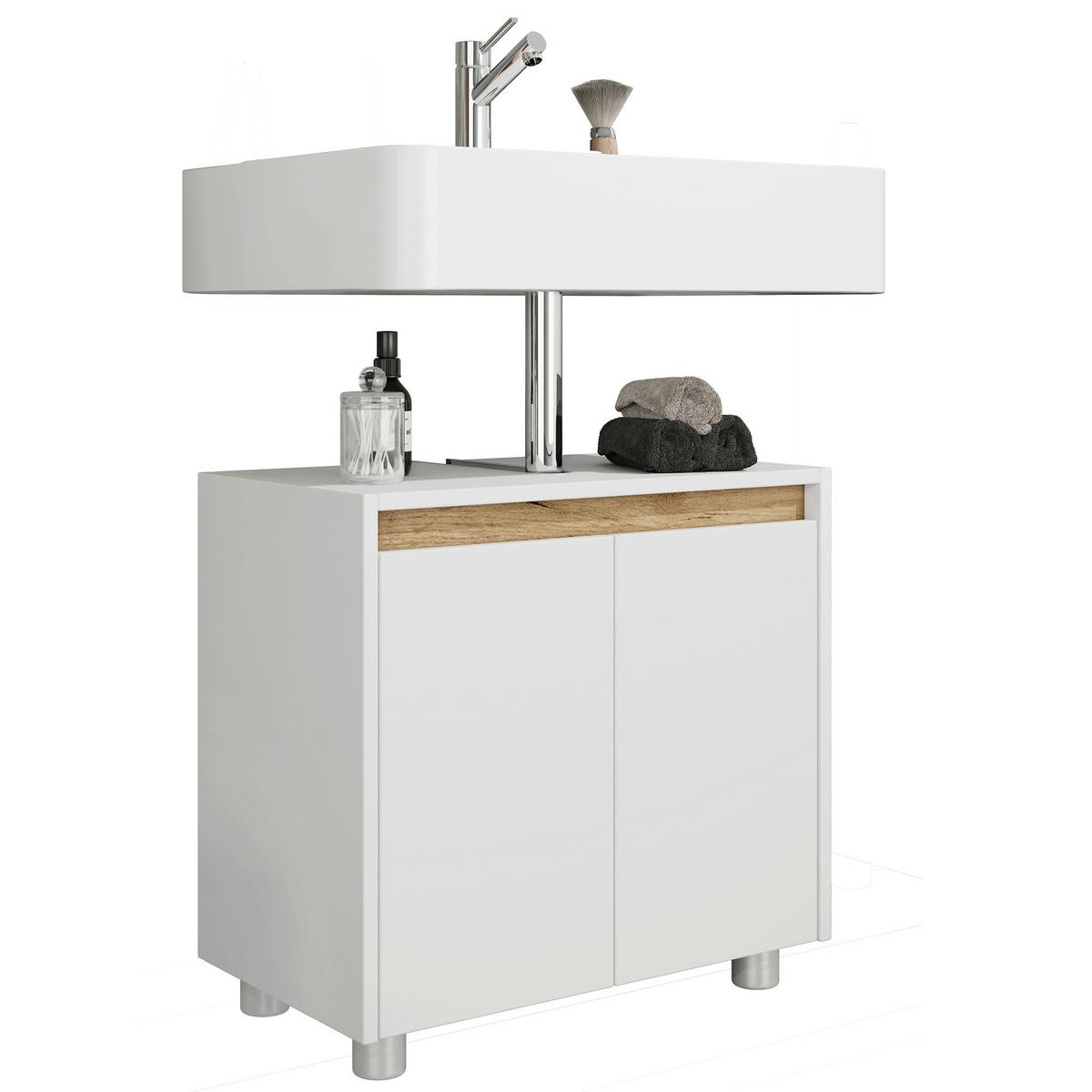 Waschbeckenunterschrank Cosila - Honigeiche/Weiss, Trend, Holzwerkstoff/Kunststoff (57/55/33cm) - MID.YOU