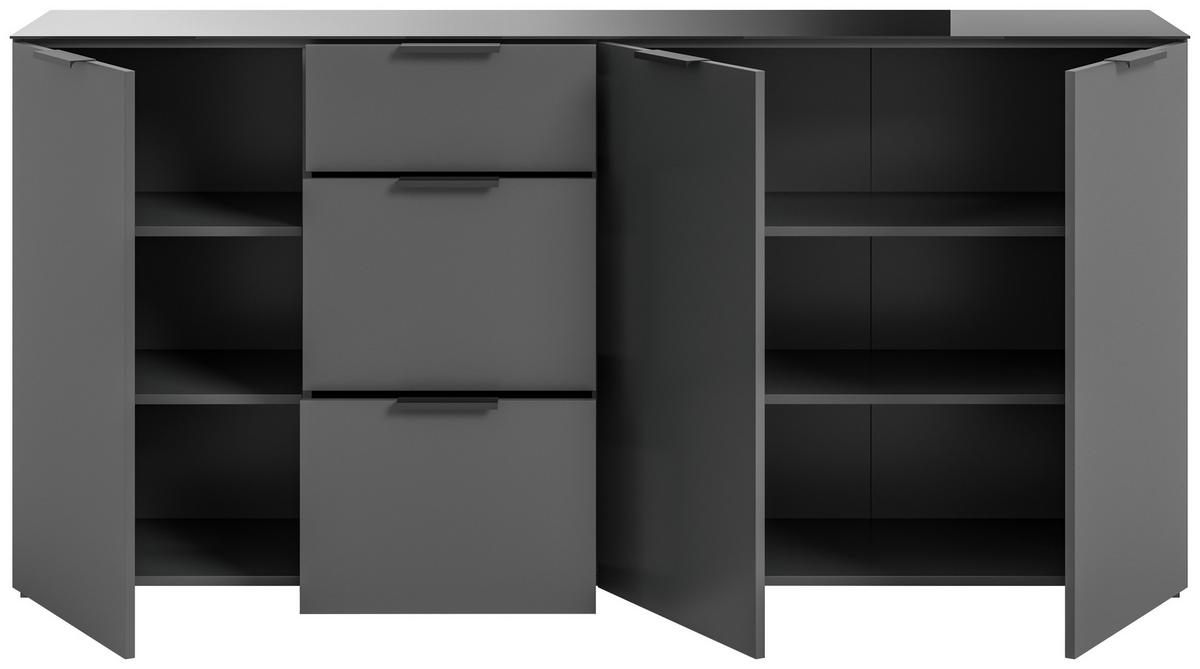 Sideboard Ray ca. 179x86 cm Anthrazit - Anthrazit, Design, Glas/Holzwerkstoff (179/86/40cm) - Livetastic