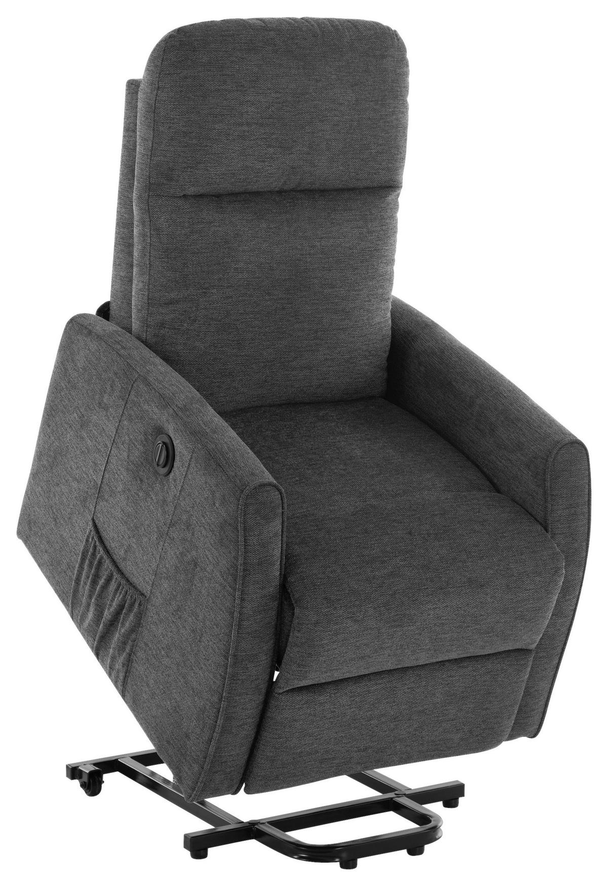 Tv Fotelj Athen, Temno Siva, Pomoč Pri Vstajanju - temno siva, Moderno, kovina/tekstil (67.5/107/88.5cm)