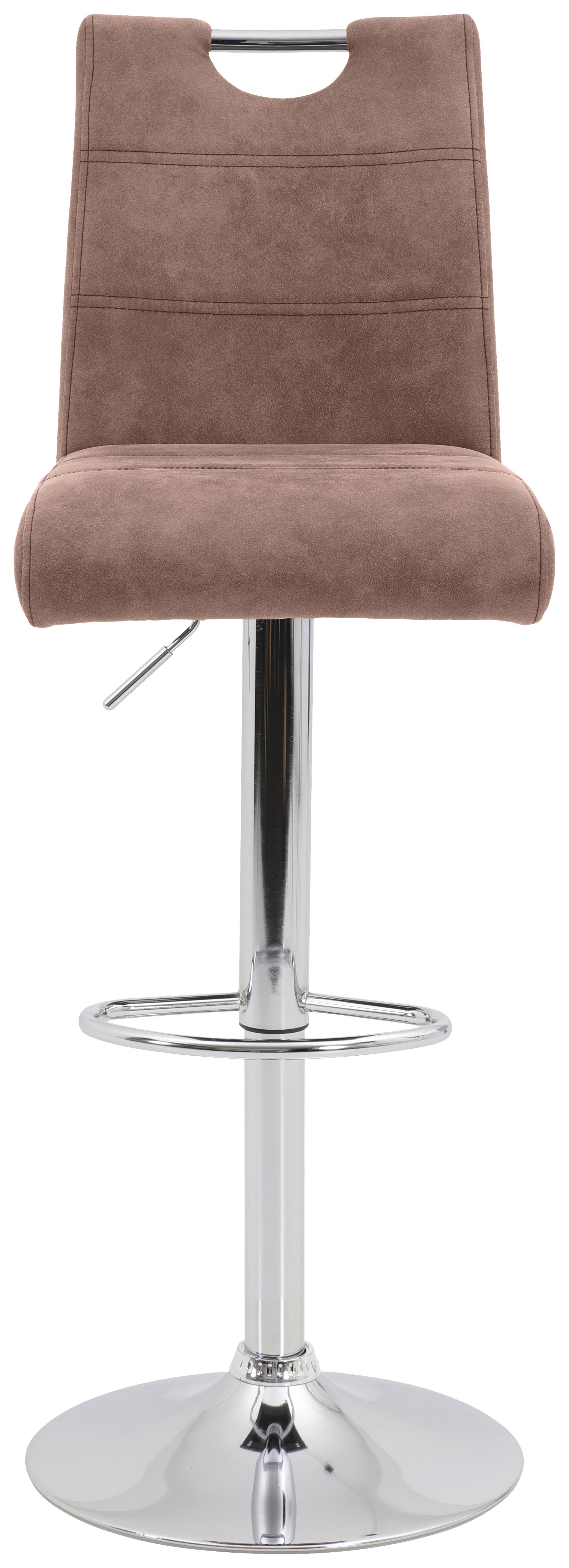 STOŁEK BAROWY MIRANDA II H - beżowy/kolor chromowy, Konventionell, metal/tkanina (38/97-119/50cm) - Carryhome