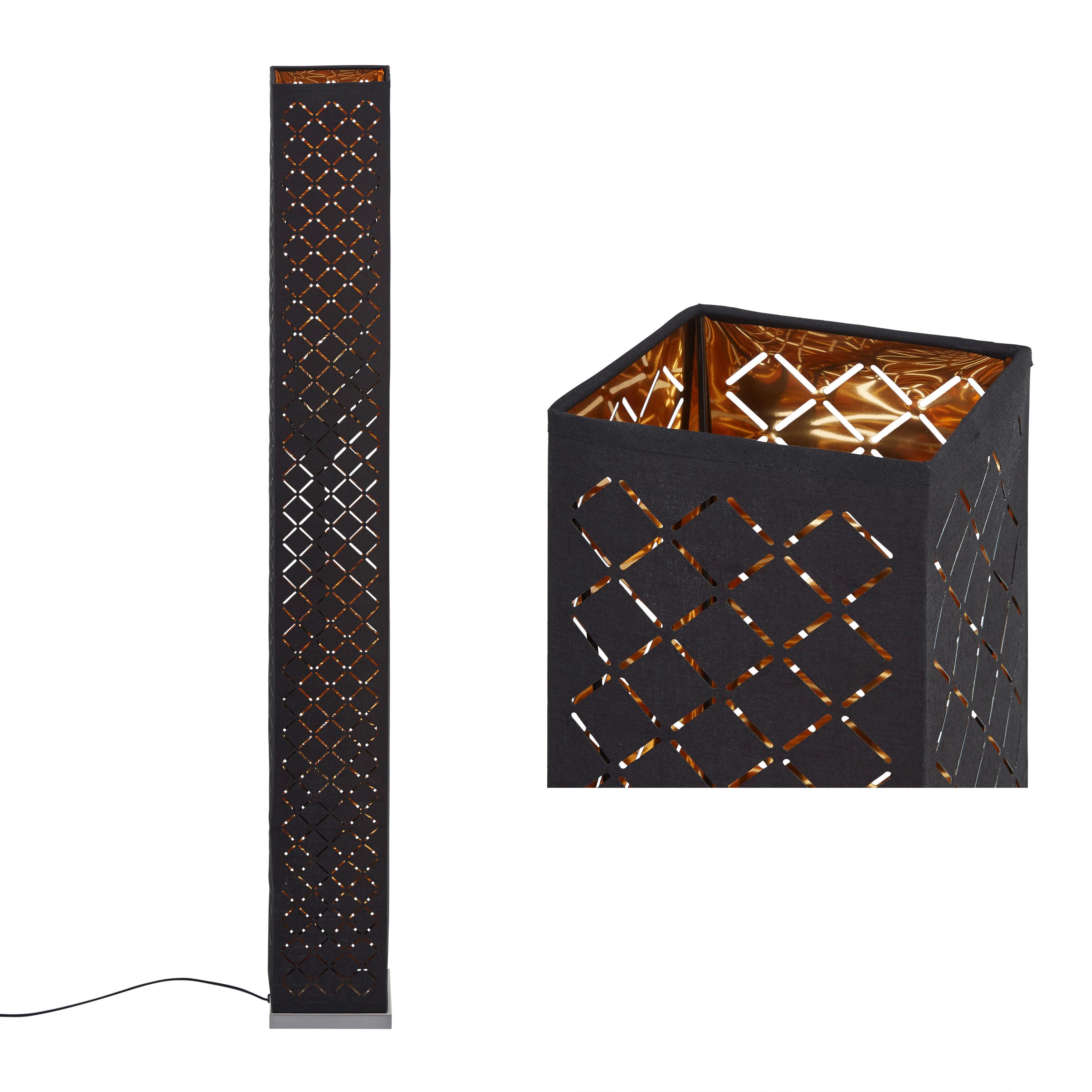 Stehleuchte Elin, max. 40 Watt - Goldfarben/Schwarz, Lifestyle, Textil/Metall (15/118cm) - Modern Living