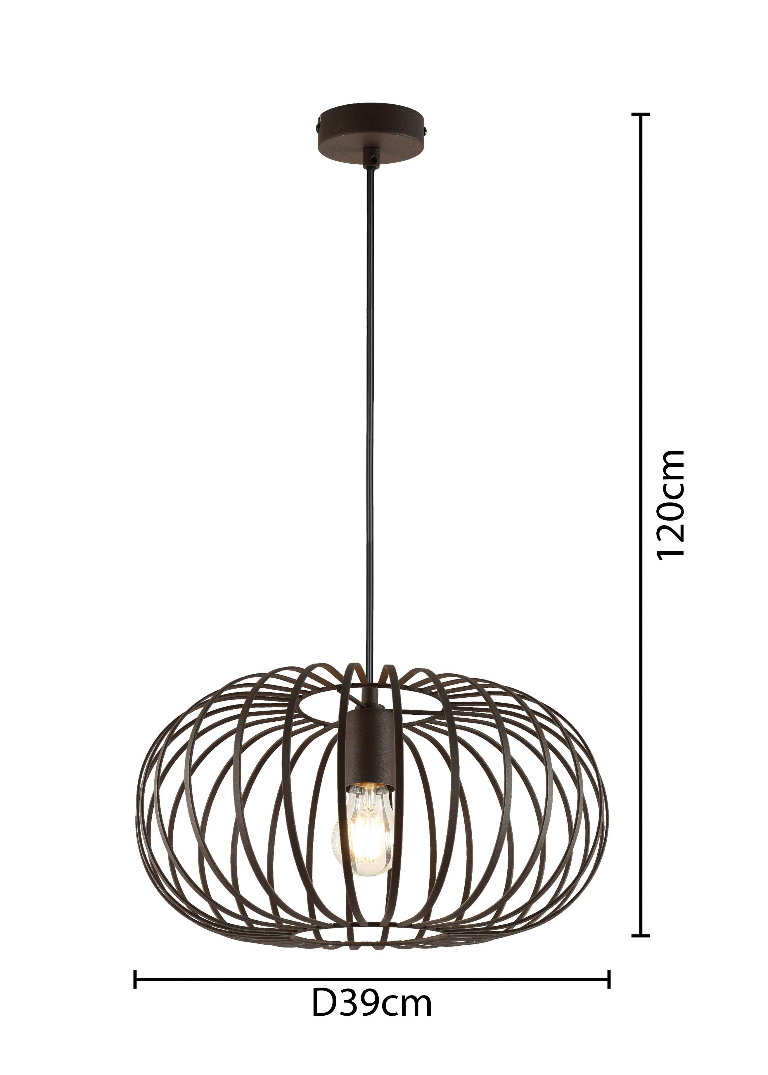 Hängeleuchte Rosti in Schwarz max. 40 Watt - Rostfarben, MODERN, Metall (39/120cm) - Modern Living
