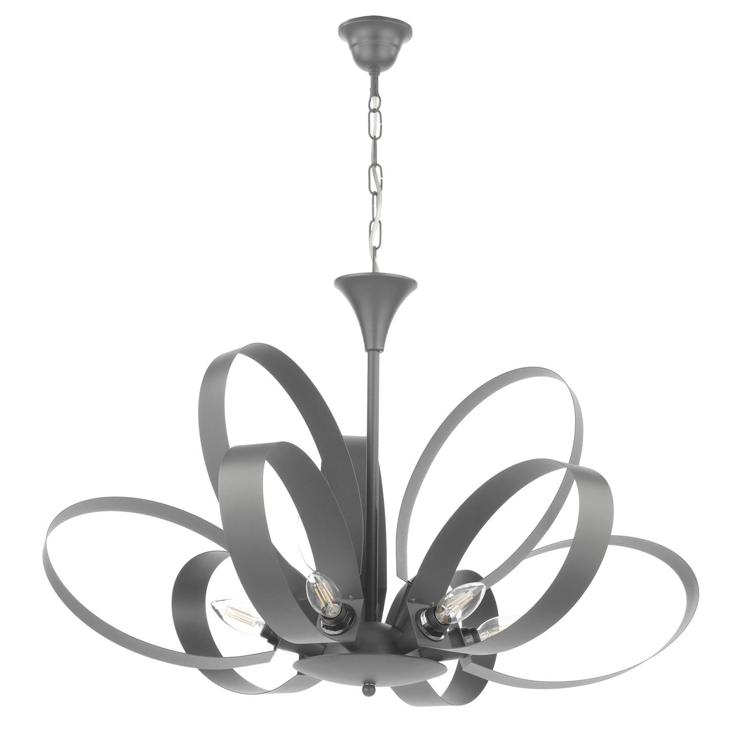 Kronleuchter Serena Grau max. 6 Watt - Grau, Design, Metall (75/115cm)