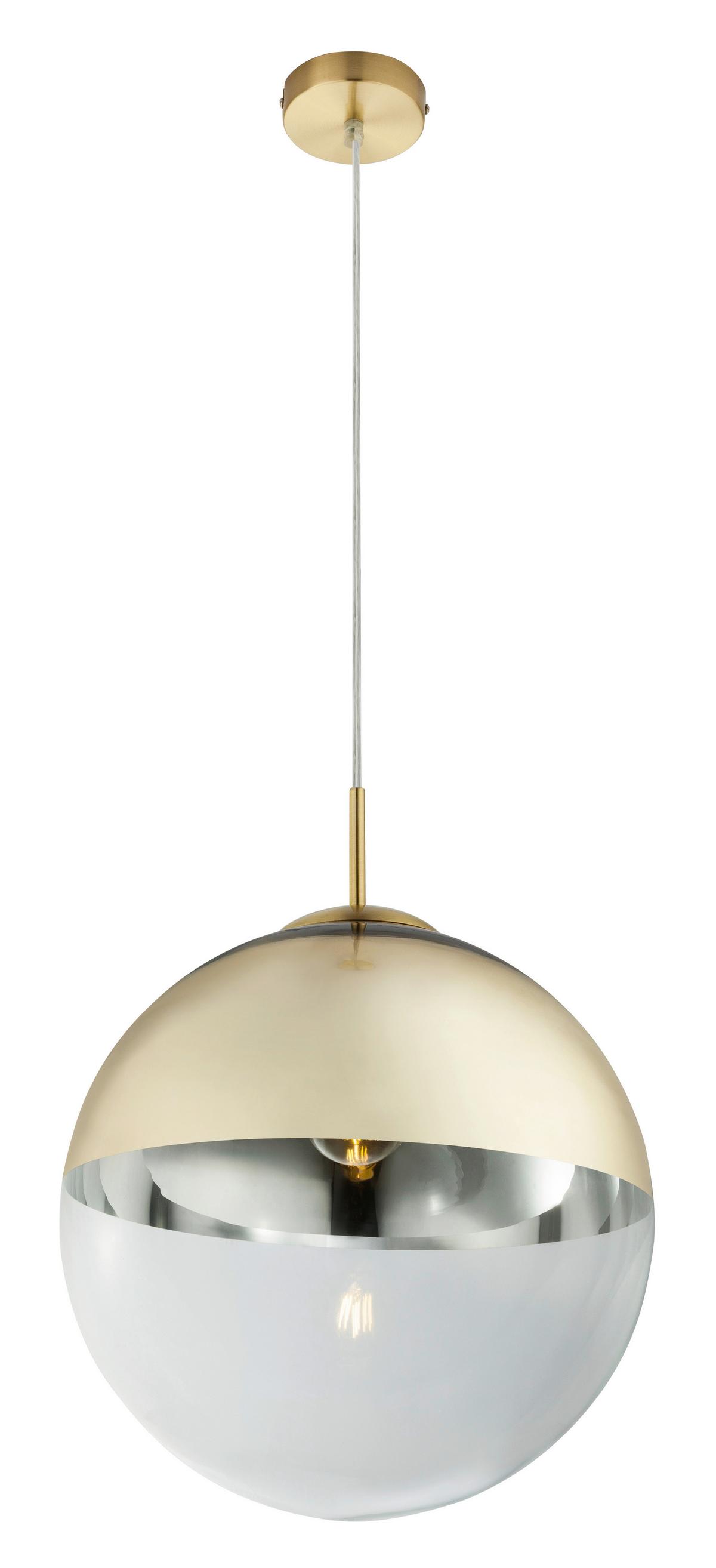 Hängeleuchte Varus in Goldfarben max. 40 Watt - Transparent/Goldfarben, Design, Glas/Metall (33/120cm) - Globo