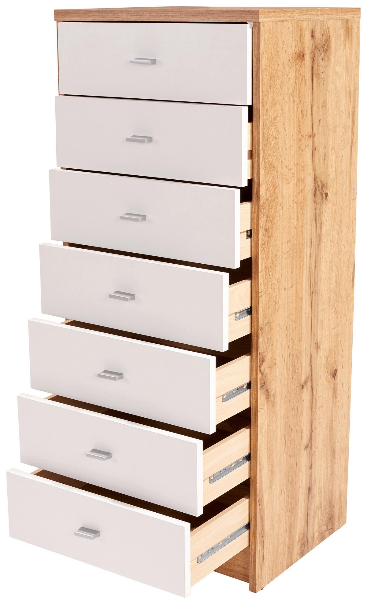 Comodă 4 You New - alb/culoare lemn stejar, Modern, material pe bază de lemn (50/111,4/34,6cm) - Modern Living