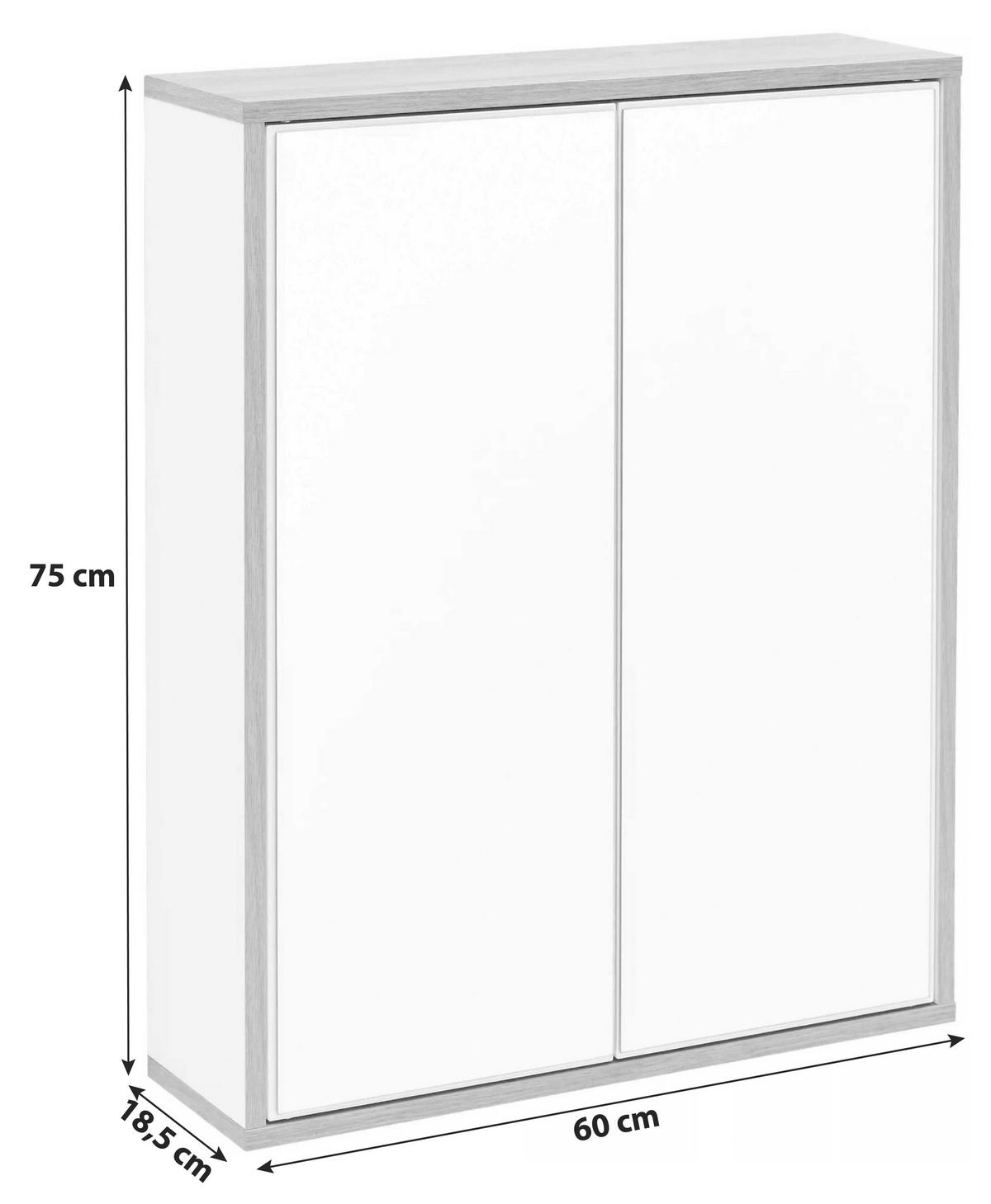 Spiegelschrank "Finn" , weiß, eiche - MODERN, Glas/Holzwerkstoff (60/75/18,5cm) - MID.YOU