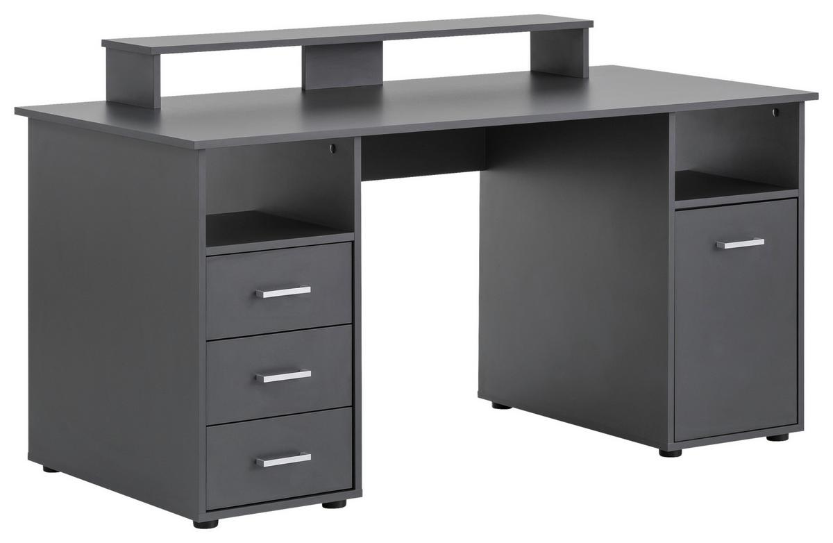 SCHREIBTISCH Niels, Anthrazit - Anthrazit/Silberfarben, MODERN, Holzwerkstoff/Kunststoff (150/70/70cm) - MID.YOU