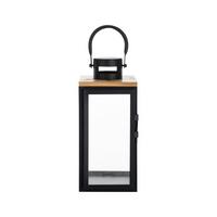 Laterne Pure Schwarz - Schwarz, Glas/Holzwerkstoff (13/29/14cm) - Premium Living